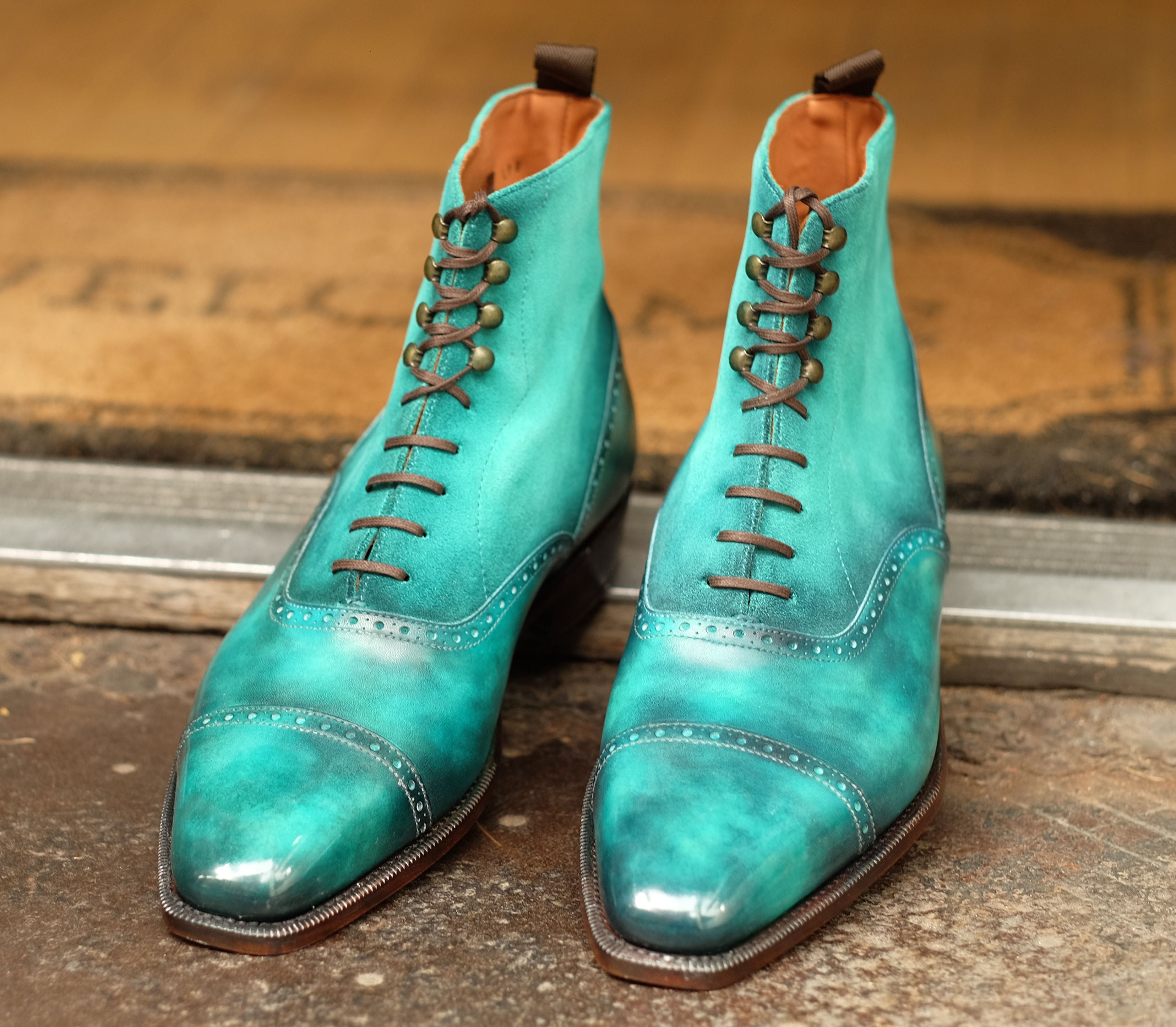 Patina Jade Vine - MTO - Seaview-Made To Order Lace Laceup Boots-J.FitzPatrick Footwear