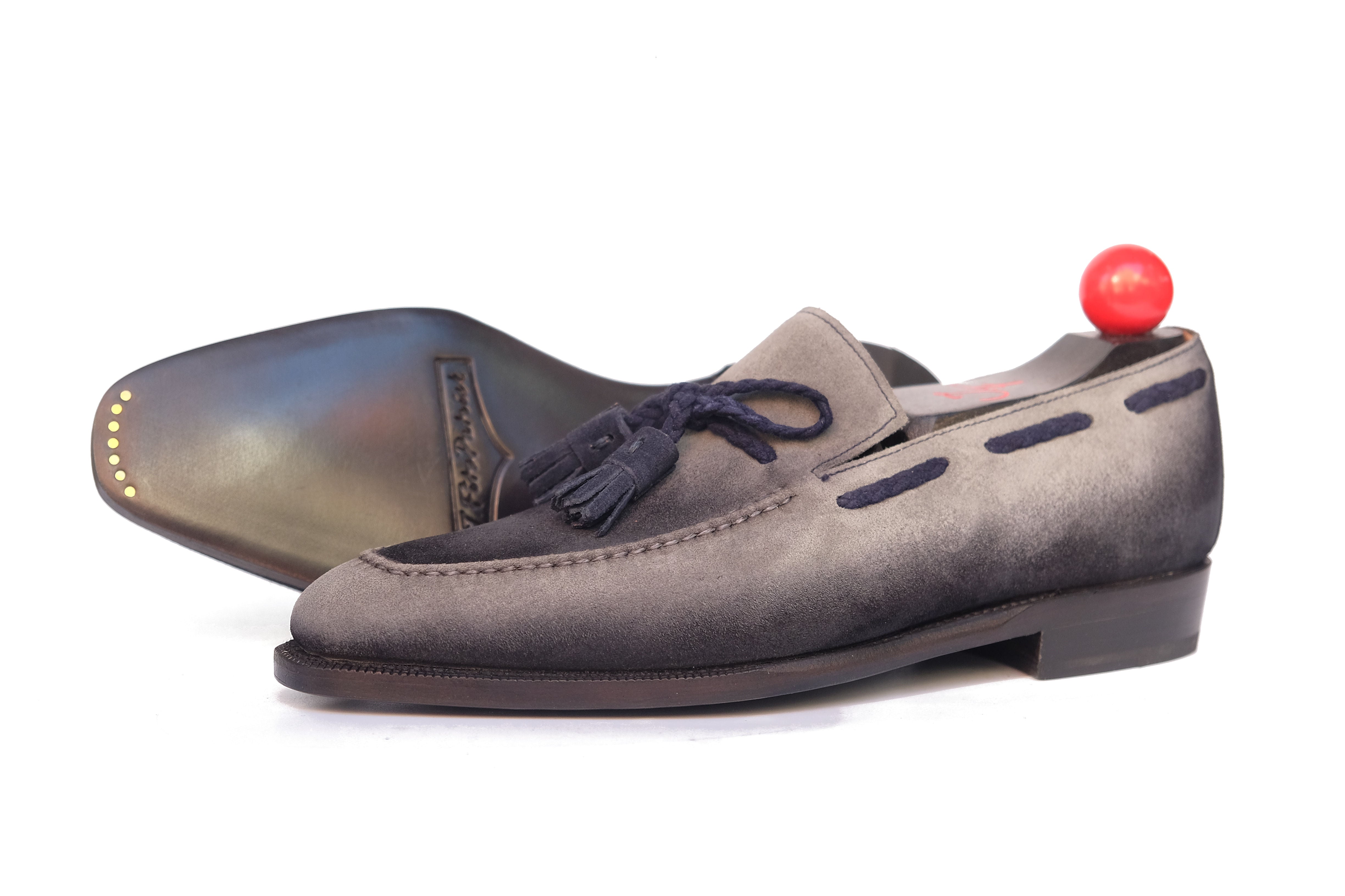 Patina Jeju - Grey - MTO - Eskapa-Made To Order Tassel Loafer Custom Patina-J.FitzPatrick Footwear