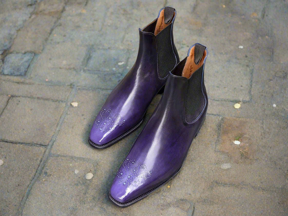 Patina Reverse Amethyst - MTO - Highland-Made To Order Chelsea Boots-J.FitzPatrick Footwear