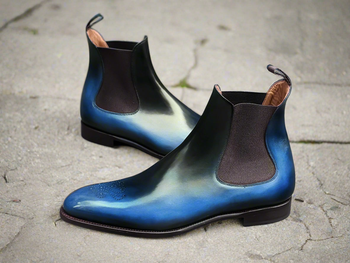 Patina Reverse Blue - MTO - Highland-Made To Order Chelsea Boots-J.FitzPatrick Footwear