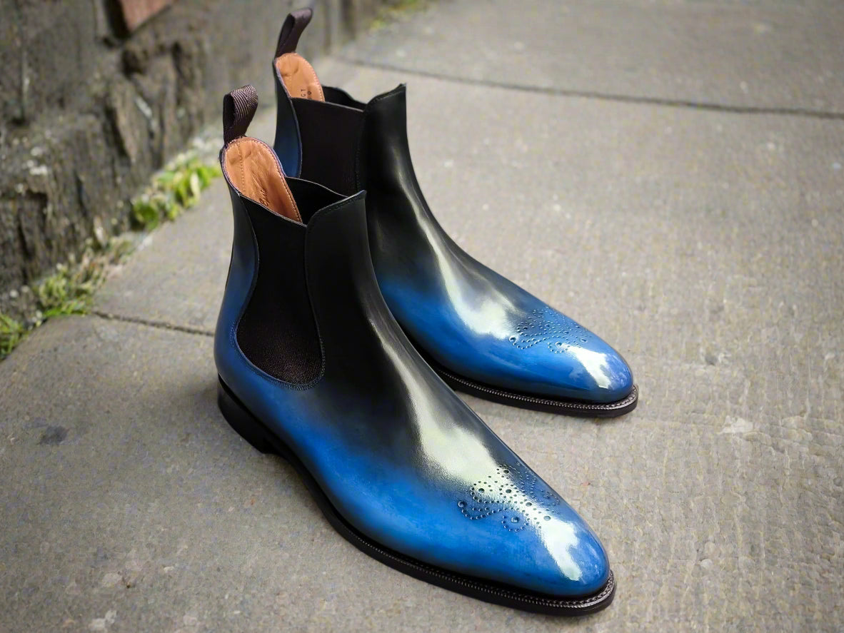 Patina Reverse Blue - MTO - Highland-Made To Order Chelsea Boots-J.FitzPatrick Footwear