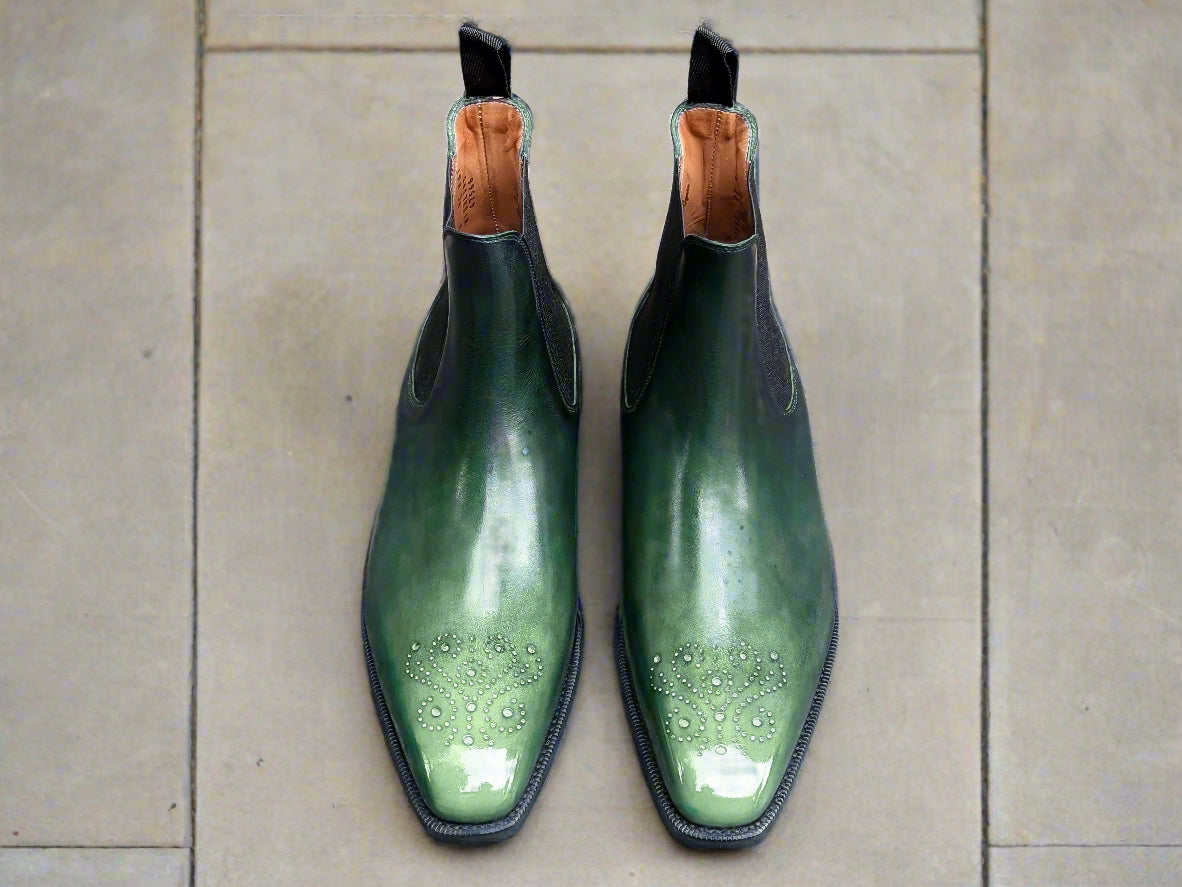 Patina Reverse Jade - MTO - Highland-Made To Order Chelsea Boots-J.FitzPatrick Footwear