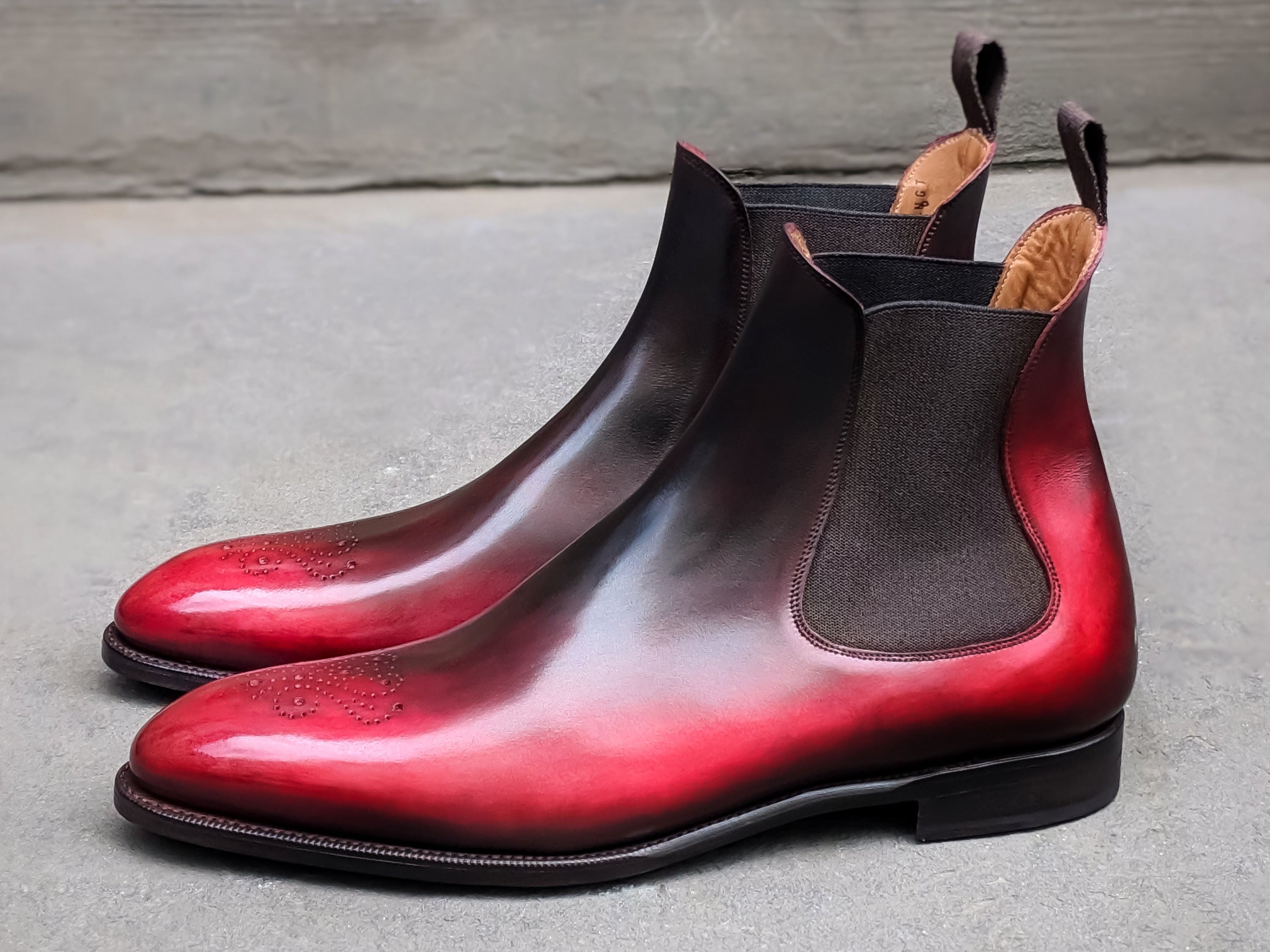 Patina Reverse Red - MTO - Highland-Made To Order Chelsea Boots-J.FitzPatrick Footwear
