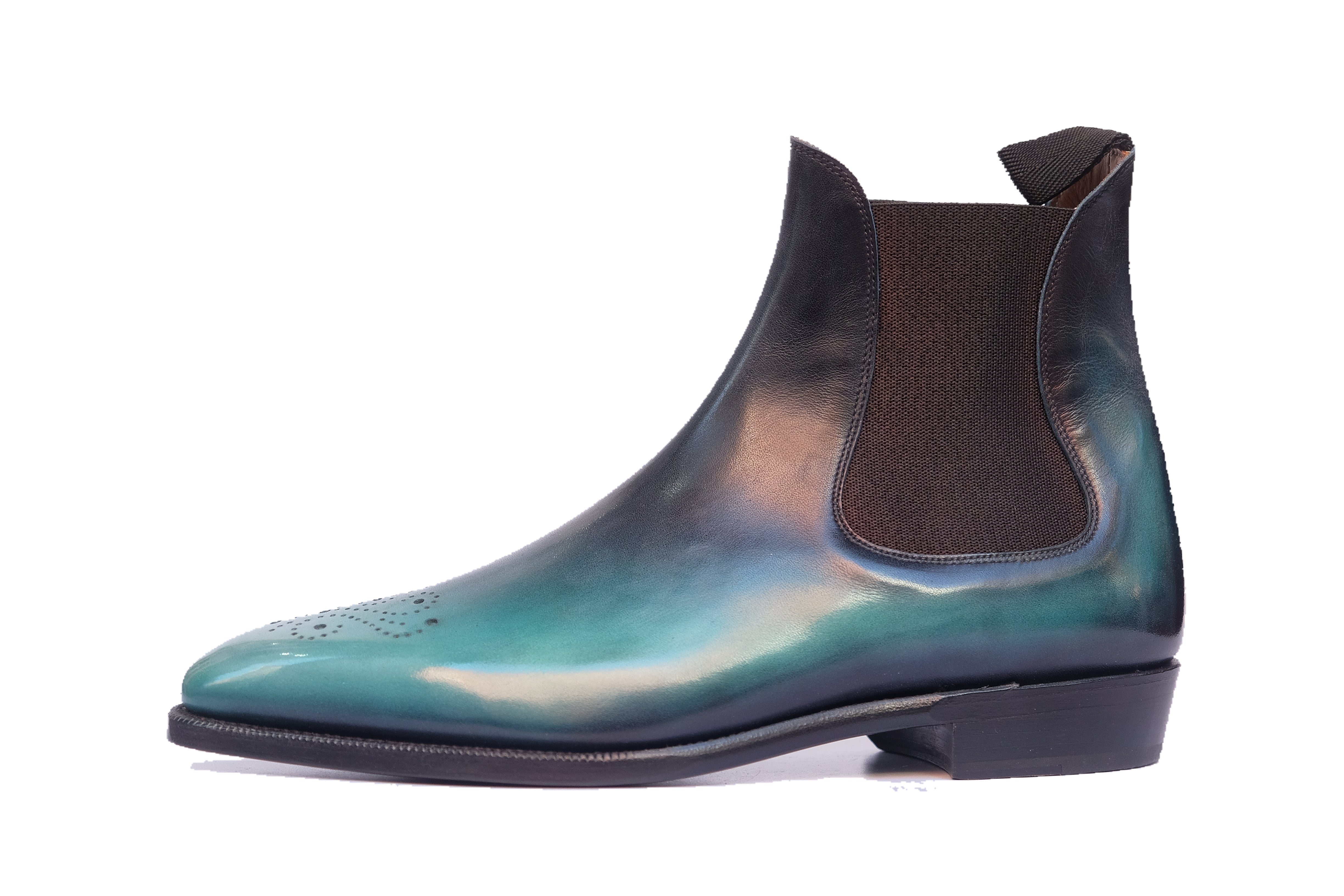 Patina Reverse Teal - MTO - Highland-Made To Order Chelsea Boots-J.FitzPatrick Footwear