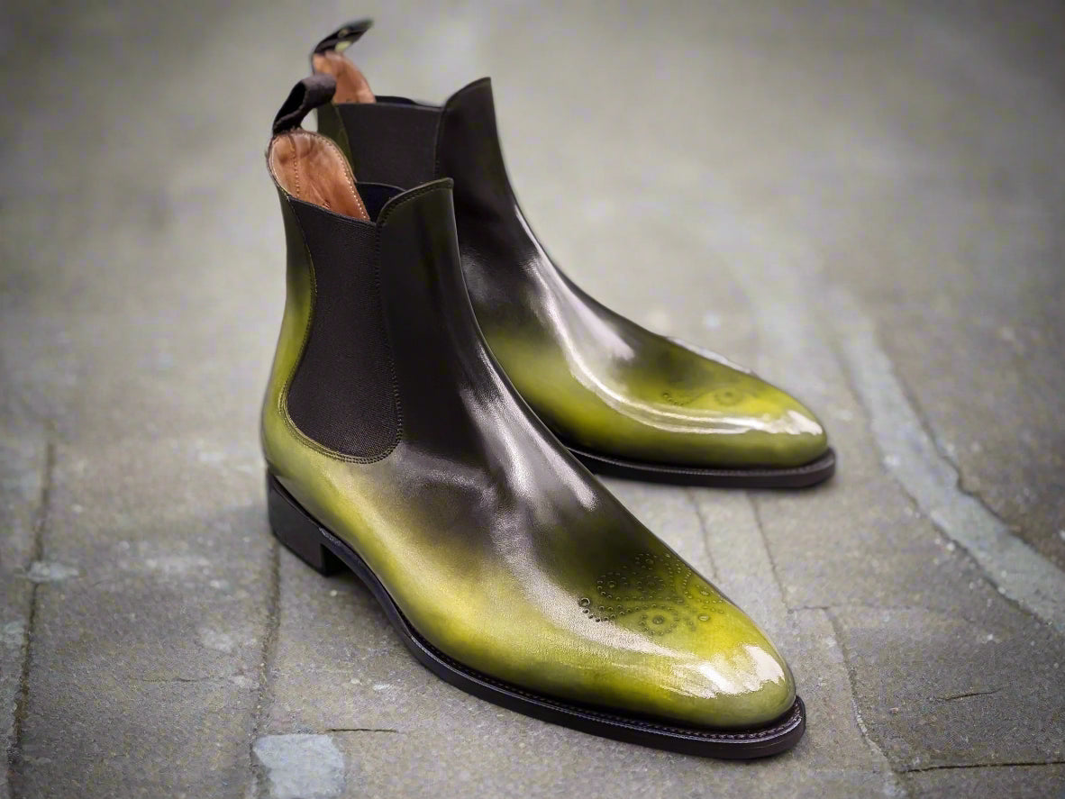 Patina Reverse Yellow - MTO - Highland-Made To Order Chelsea Boots-J.FitzPatrick Footwear