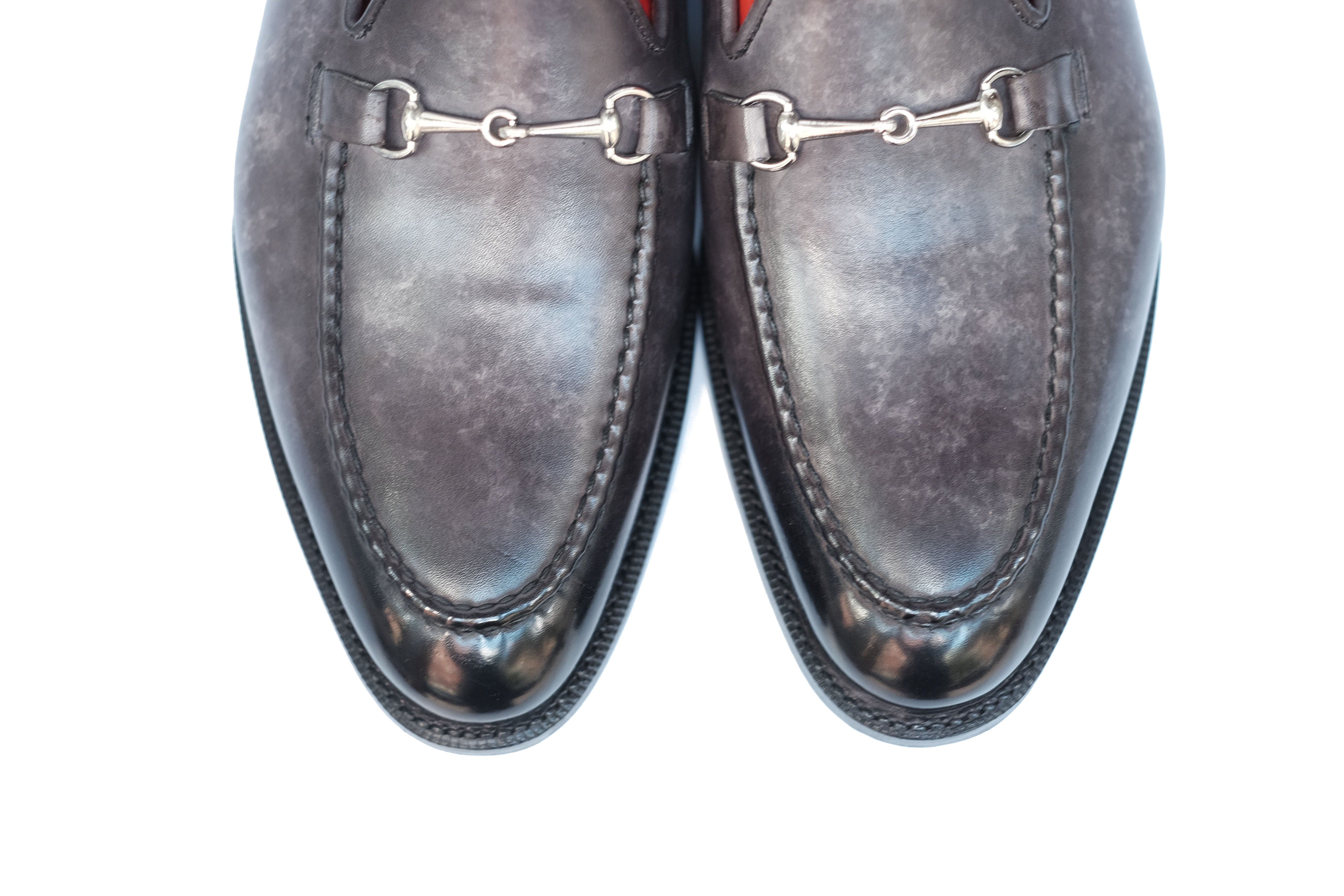Pike - MTO - Grey Marble Patina - TMG Last - Single Leather Sole-Made To Order Horsebit Horse Bit Loafer-J.FitzPatrick Footwear
