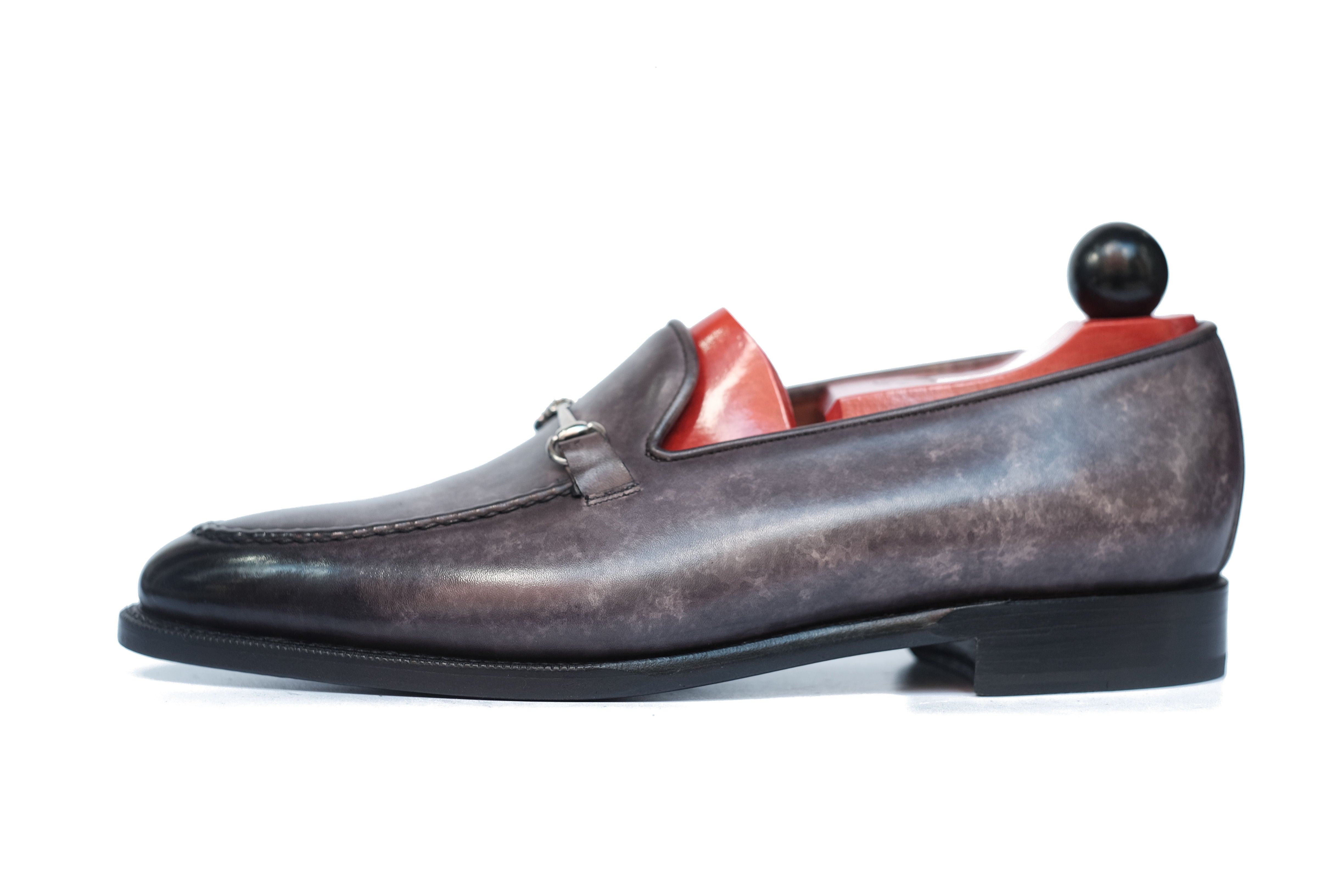 Pike - MTO - Grey Marble Patina - TMG Last - Single Leather Sole-Made To Order Horsebit Horse Bit Loafer-J.FitzPatrick Footwear