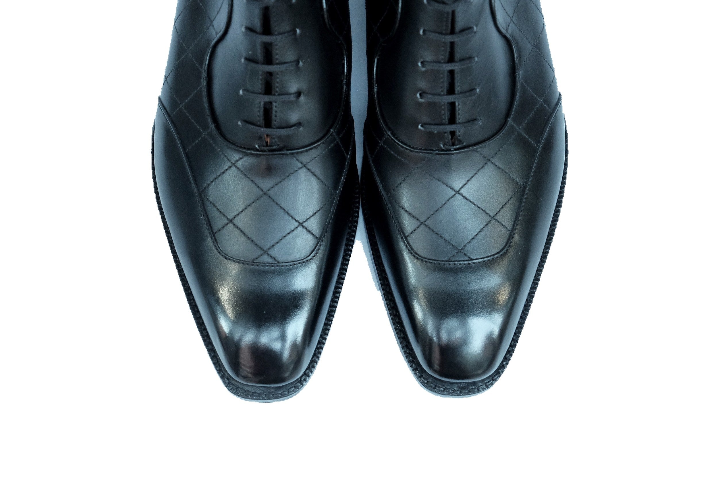 Pinehurst - MTO - Black Calf / Quilted Black Calf - LPB Last - Single Leather Sole-Made To Order Lace Laceup Balmoral Boot Brogue-J.FitzPatrick Footwear