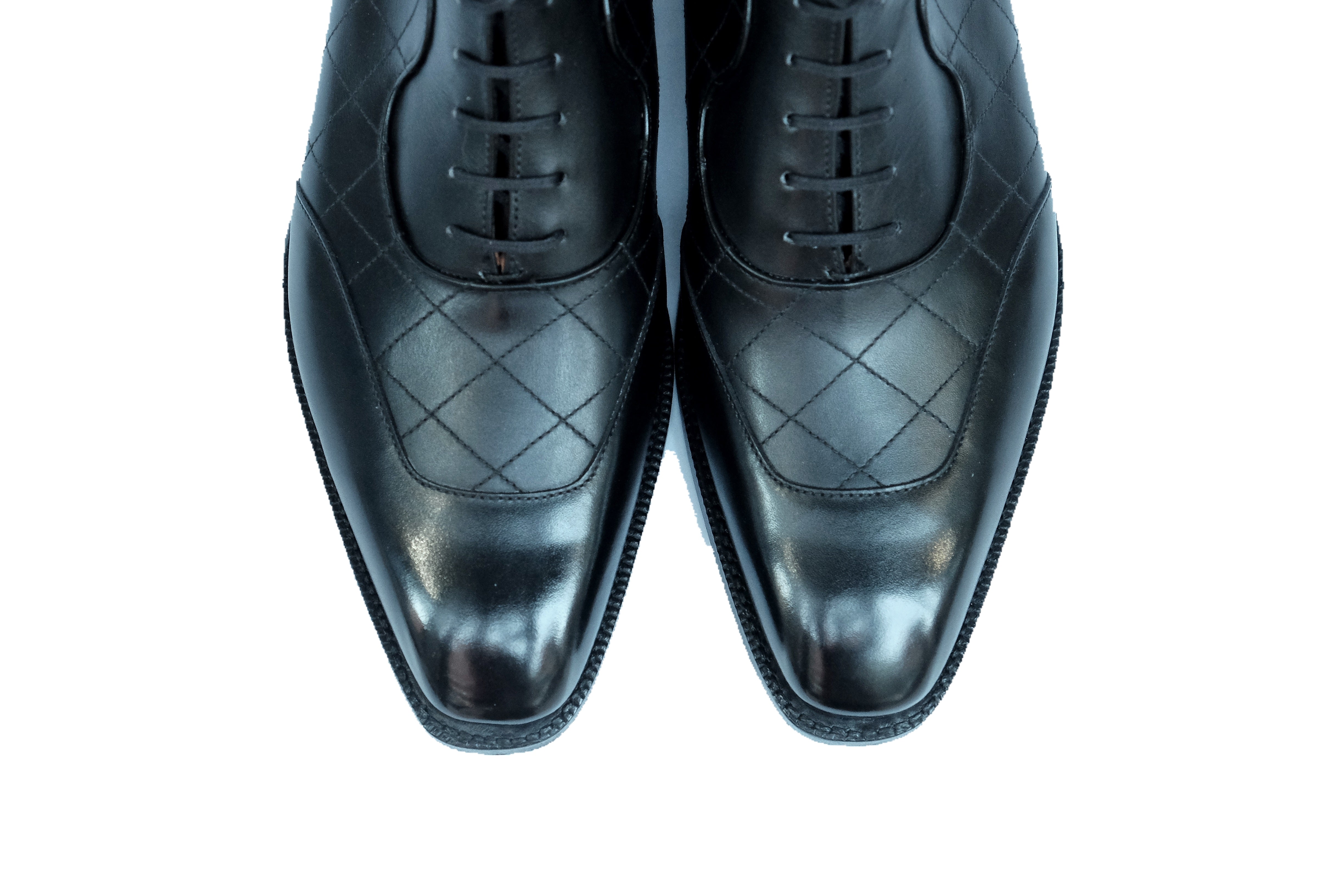 Pinehurst - MTO - Black Calf / Quilted Black Calf - LPB Last - Single Leather Sole-Made To Order Lace Laceup Balmoral Boot Brogue-J.FitzPatrick Footwear