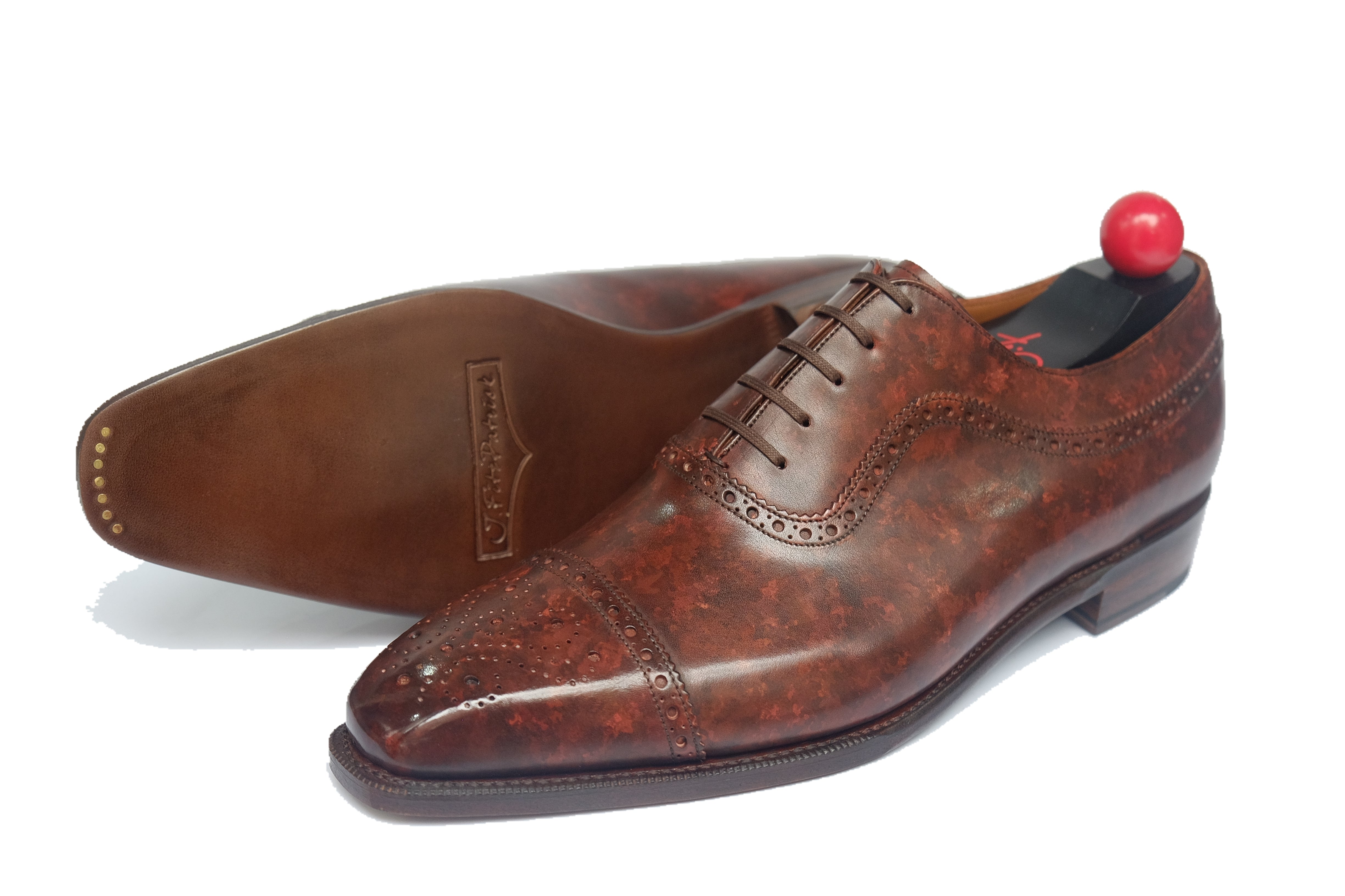Pomeroy - MTO - Walnut Marble Patina - MGF Last - Single Leather Sole-Made To Order Captoe Cap Toe Brogue Adelaide Oxfords-J.FitzPatrick Footwear