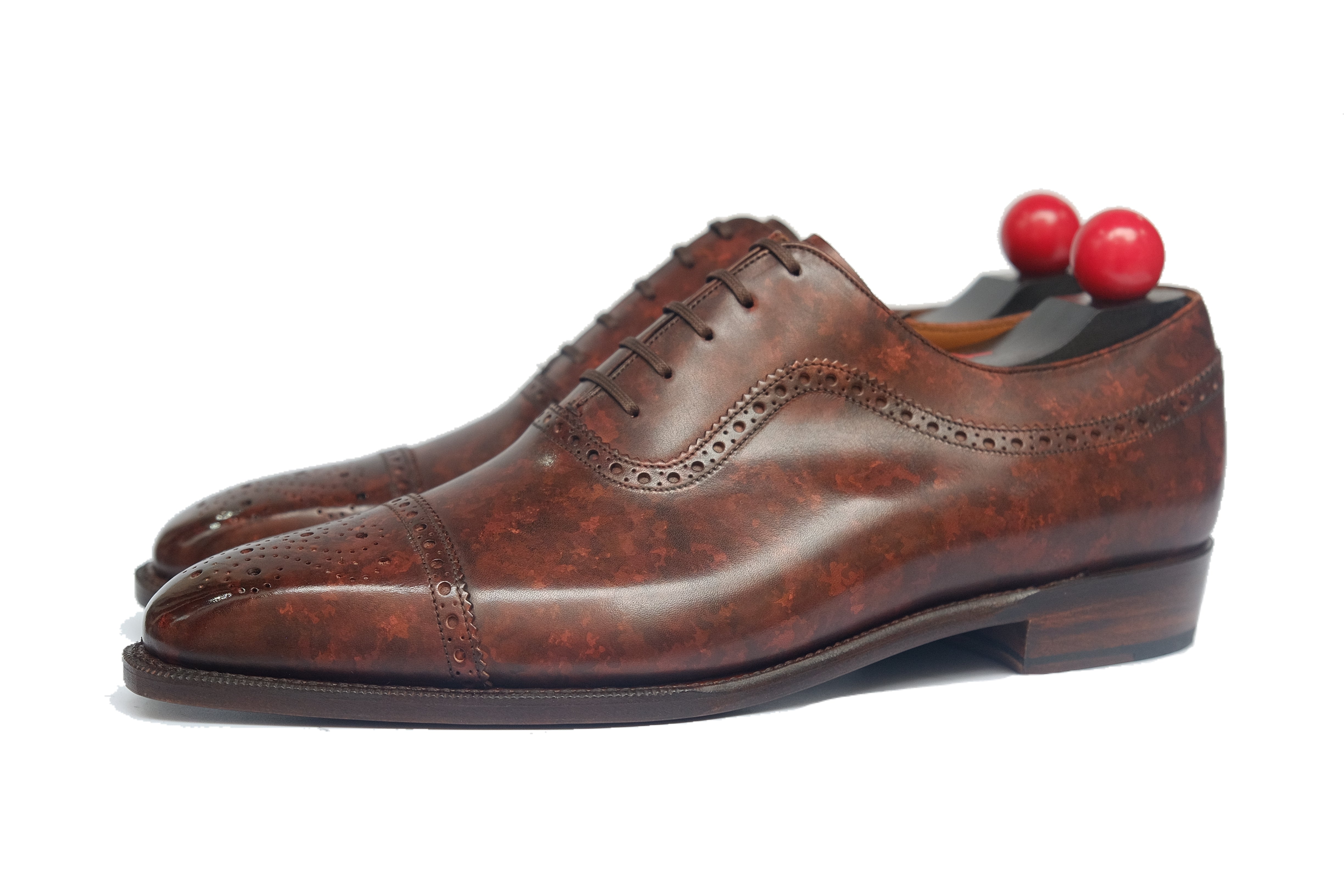 Pomeroy - MTO - Walnut Marble Patina - MGF Last - Single Leather Sole-Made To Order Captoe Cap Toe Brogue Adelaide Oxfords-J.FitzPatrick Footwear