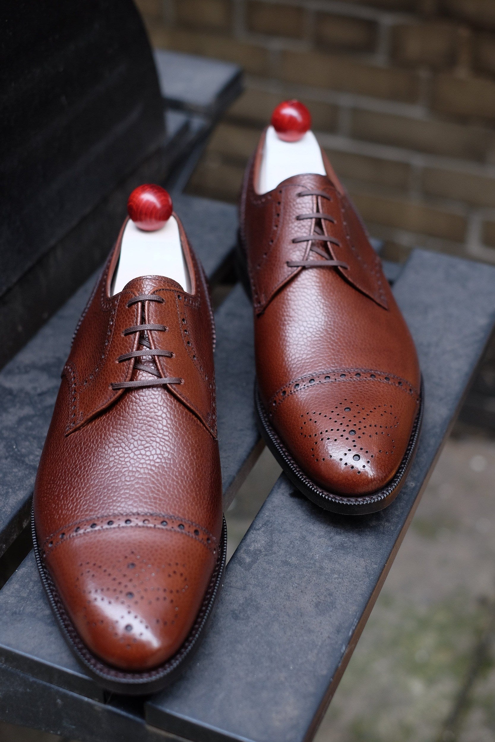Ponderay - MTO - Mid Brown Grain-Made To Order Derbies Derby Captoe Cap Toe Brogue-J.FitzPatrick Footwear