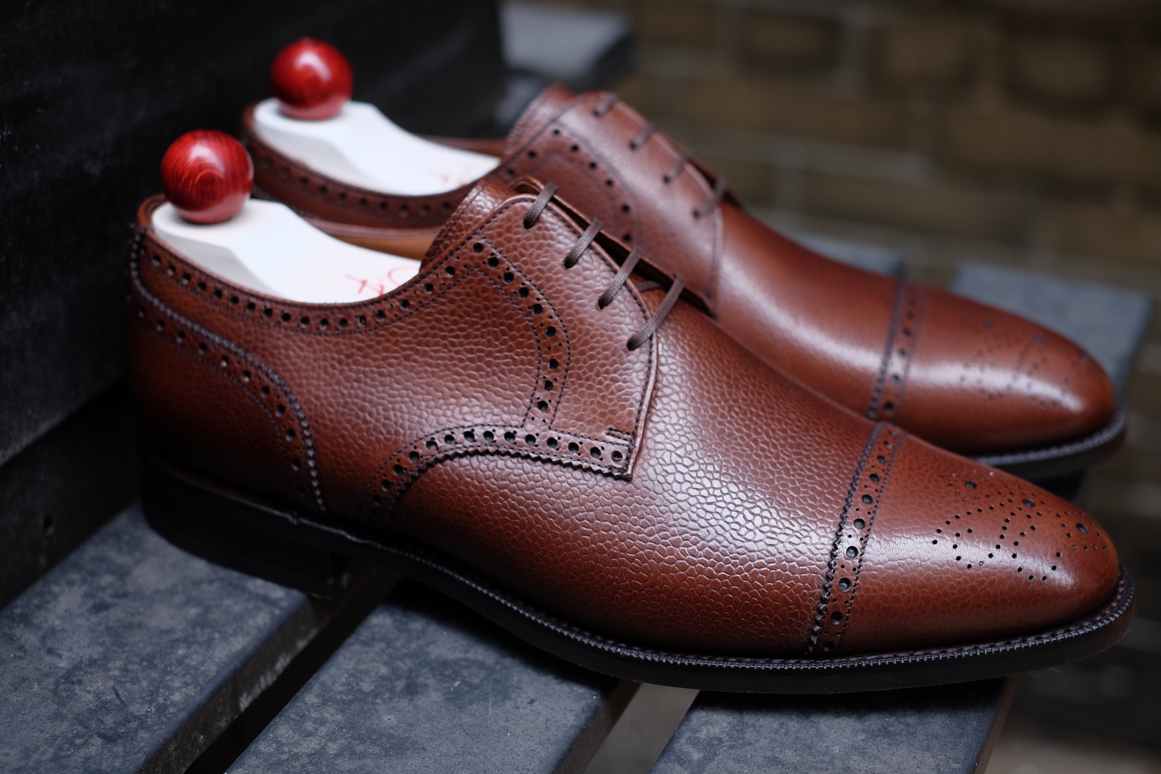 Ponderay - MTO - Mid Brown Grain-Made To Order Derbies Derby Captoe Cap Toe Brogue-J.FitzPatrick Footwear