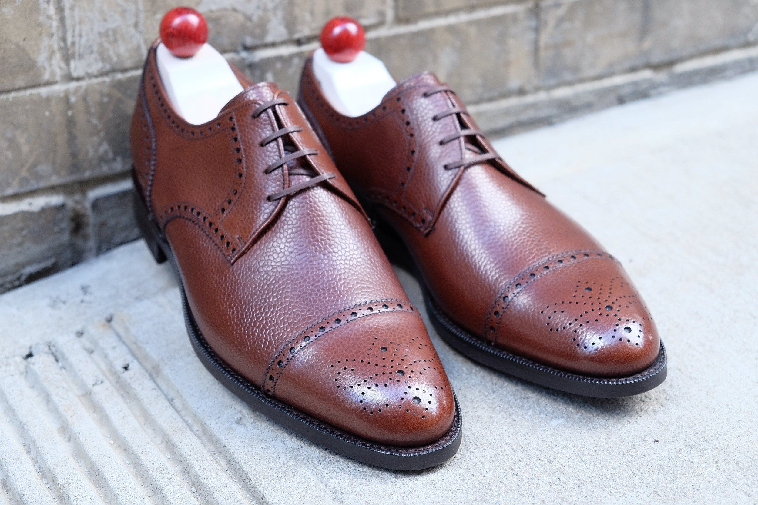 Ponderay - MTO - Mid Brown Grain-Made To Order Derbies Derby Captoe Cap Toe Brogue-J.FitzPatrick Footwear