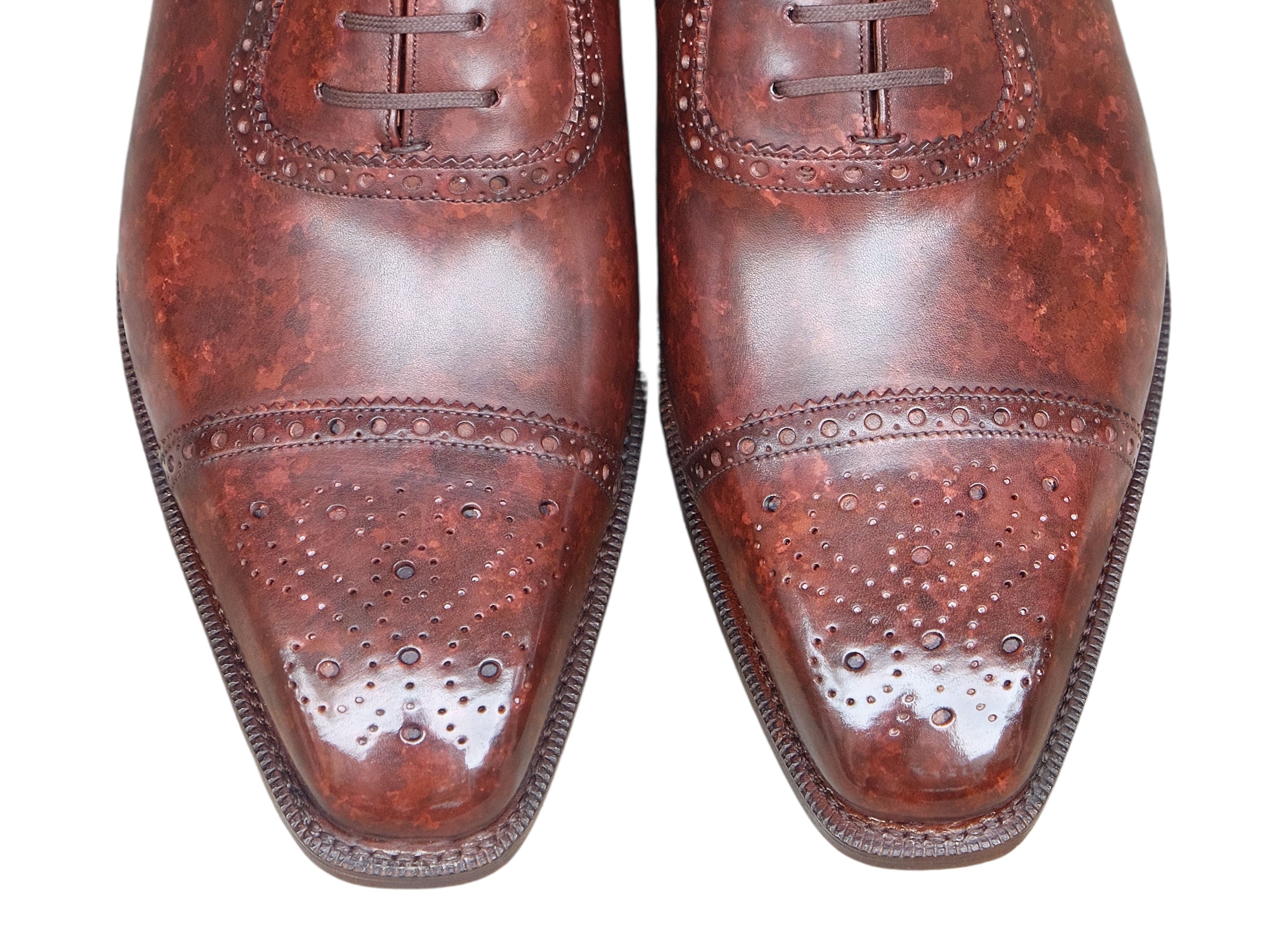 Riviera - MTO - Walnut Marble Patina - MGF Last - Single Leather Sole-Made To Order Captoe Cap Toe Brogue Medallion Adelaide Oxfords-J.FitzPatrick Footwear