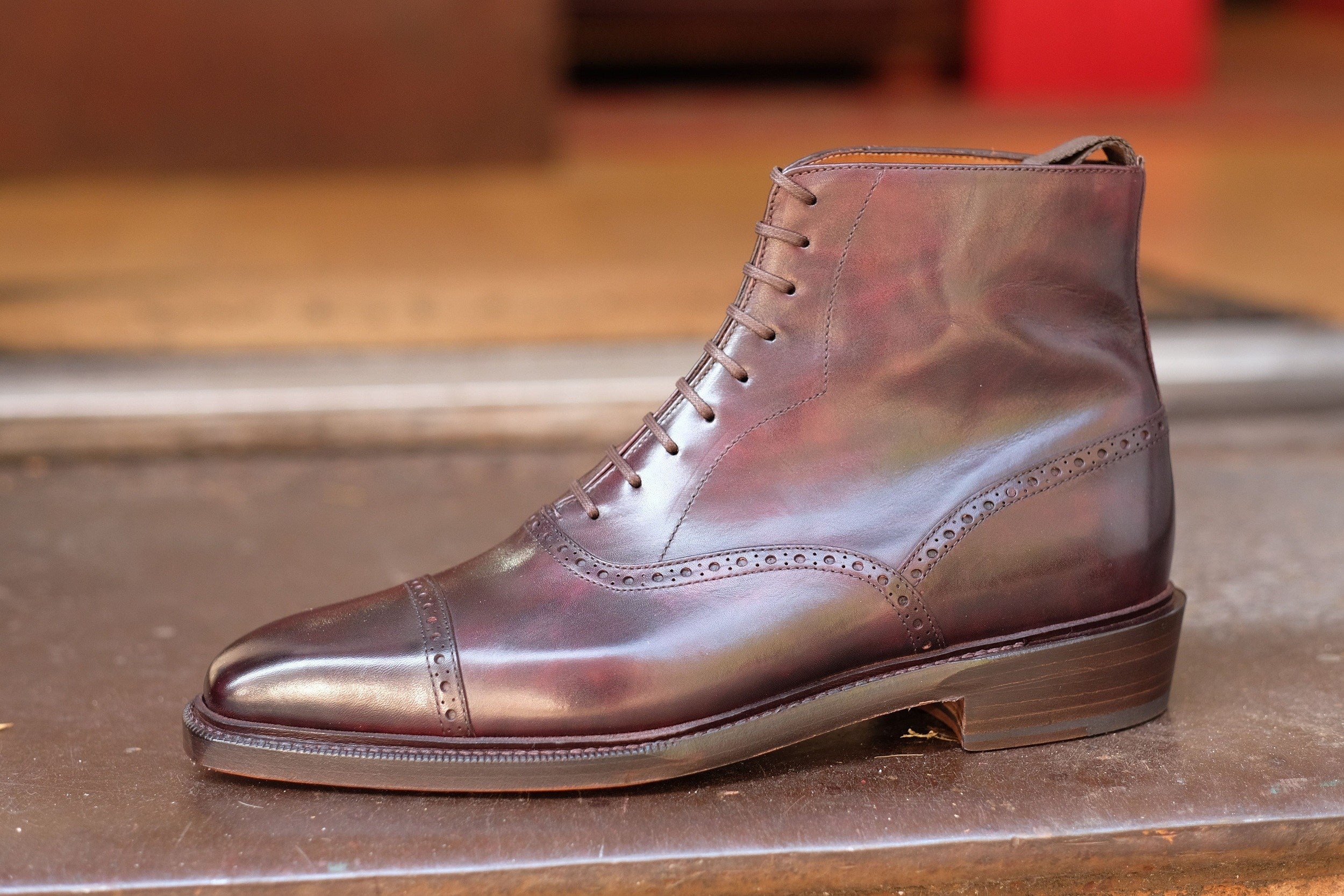Seaview - MTO - Plum Museum Calf - MGF Last - Double Leather Sole - Storm Welt-Made To Order Boot Cap Toe Brogue-J.FitzPatrick Footwear