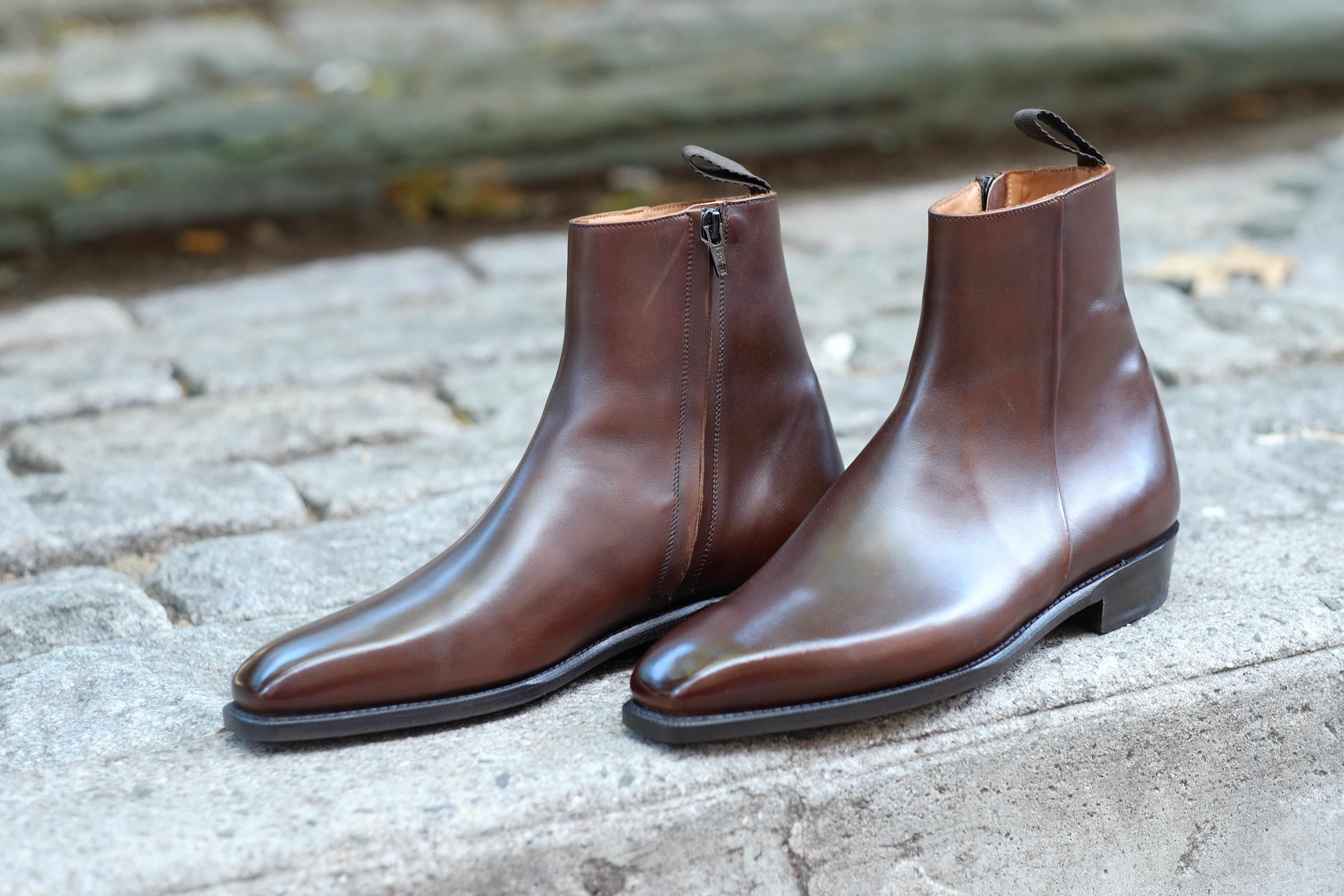 Southcenter - Dark Mahogany Calf-Zip Boots-J.FitzPatrick Footwear