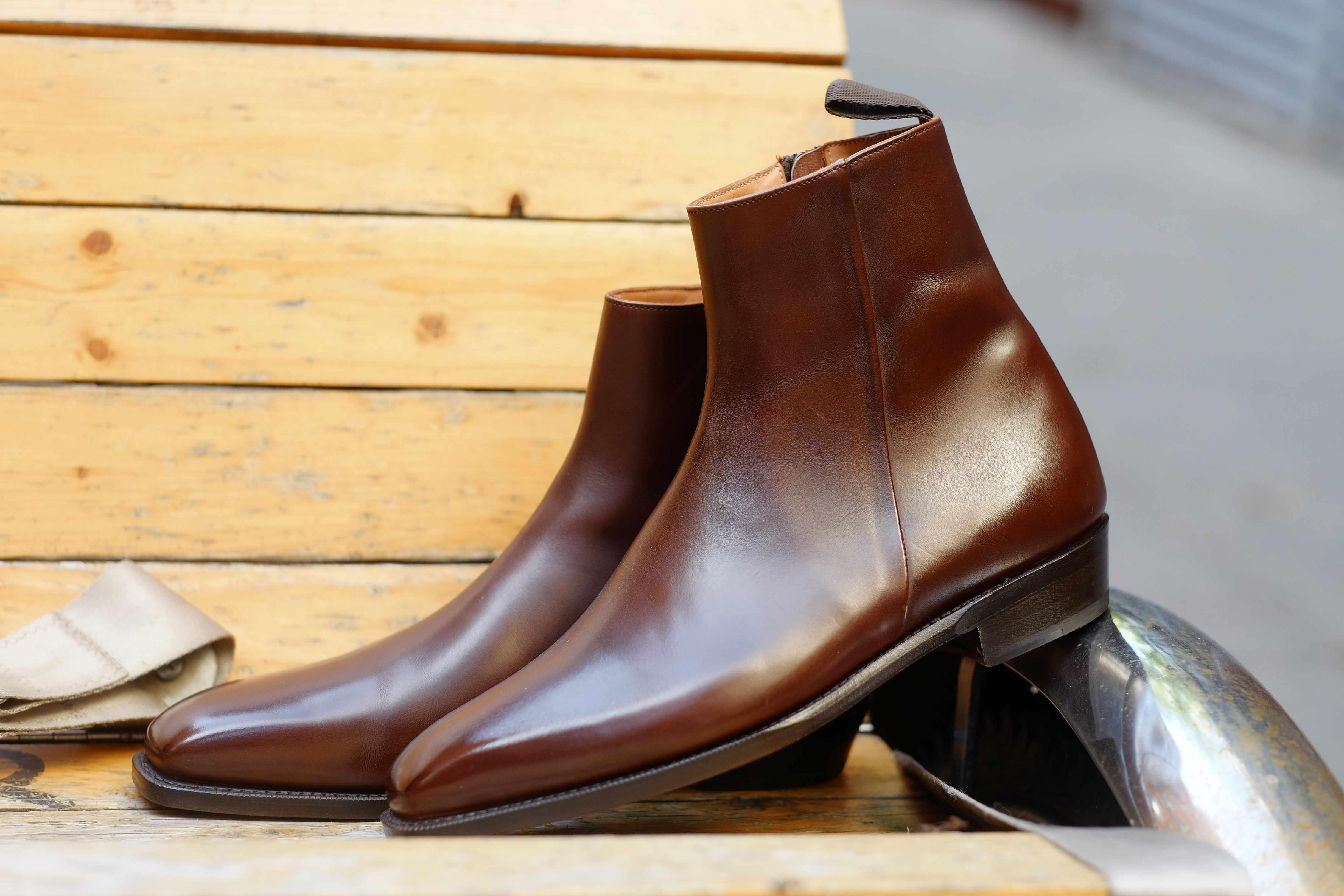 Southcenter - Dark Mahogany Calf-Zip Boots-J.FitzPatrick Footwear