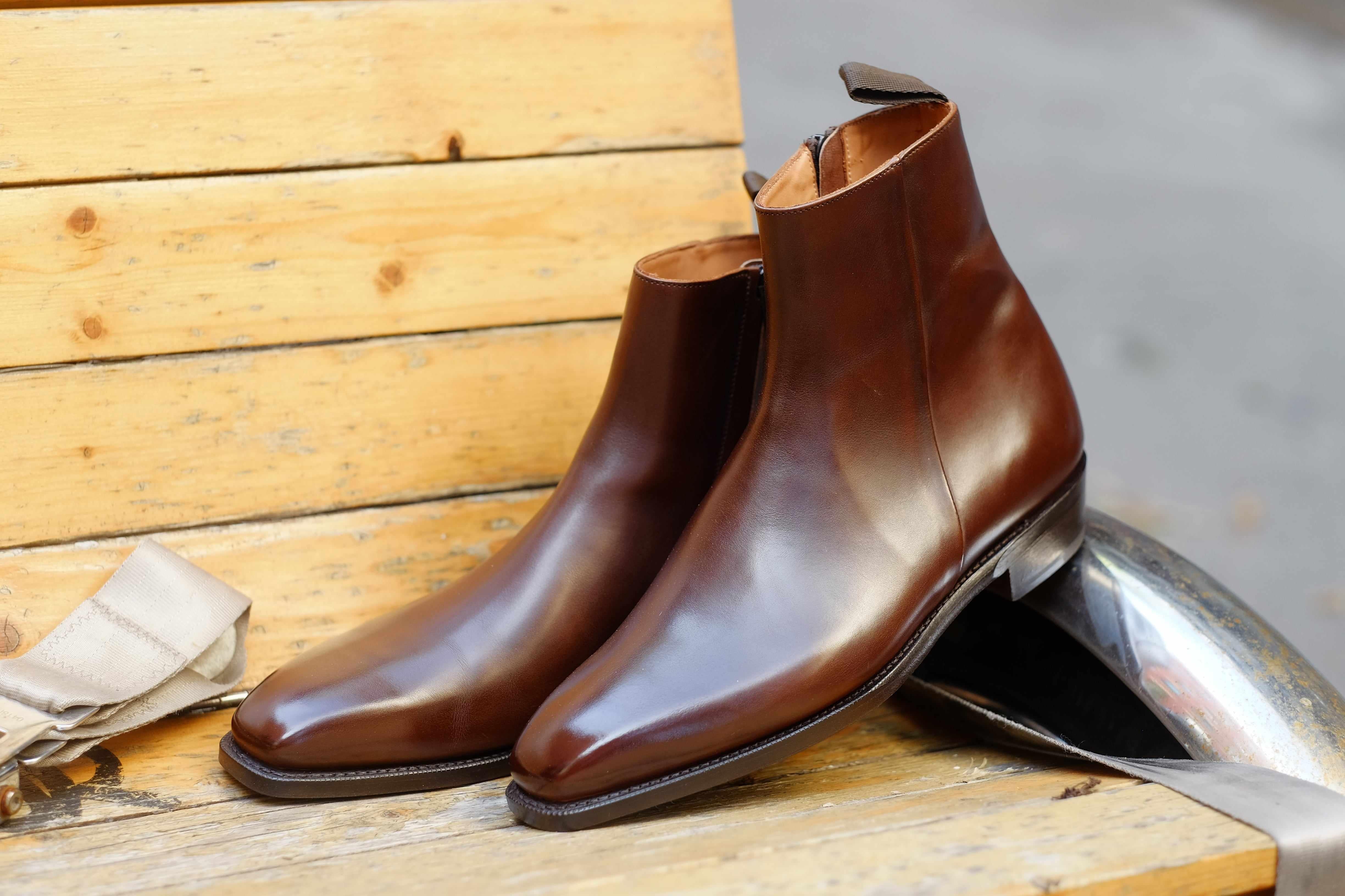 Southcenter - Dark Mahogany Calf-Zip Boots-J.FitzPatrick Footwear