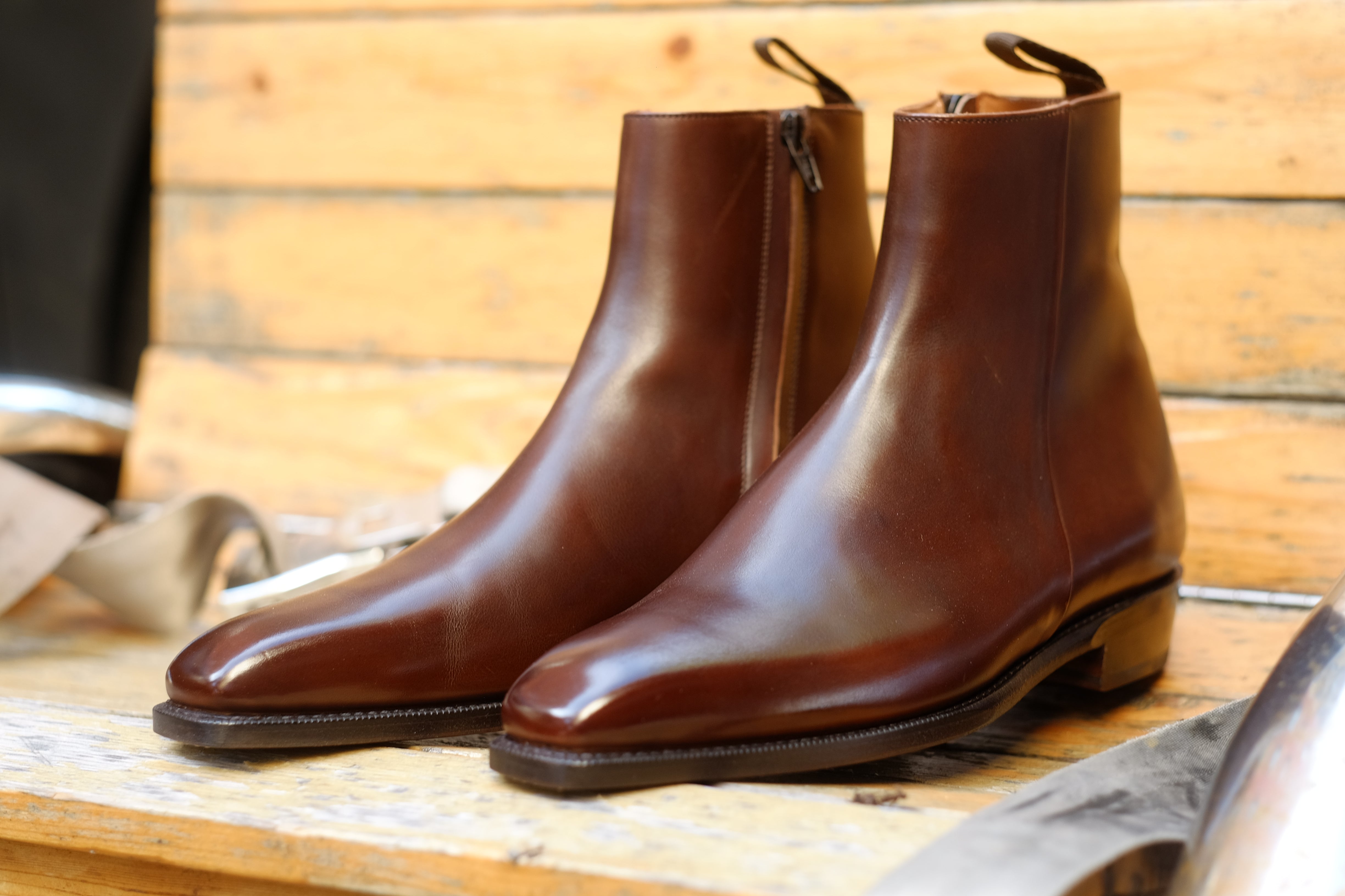 Southcenter - Dark Mahogany Calf-Zip Boots-J.FitzPatrick Footwear