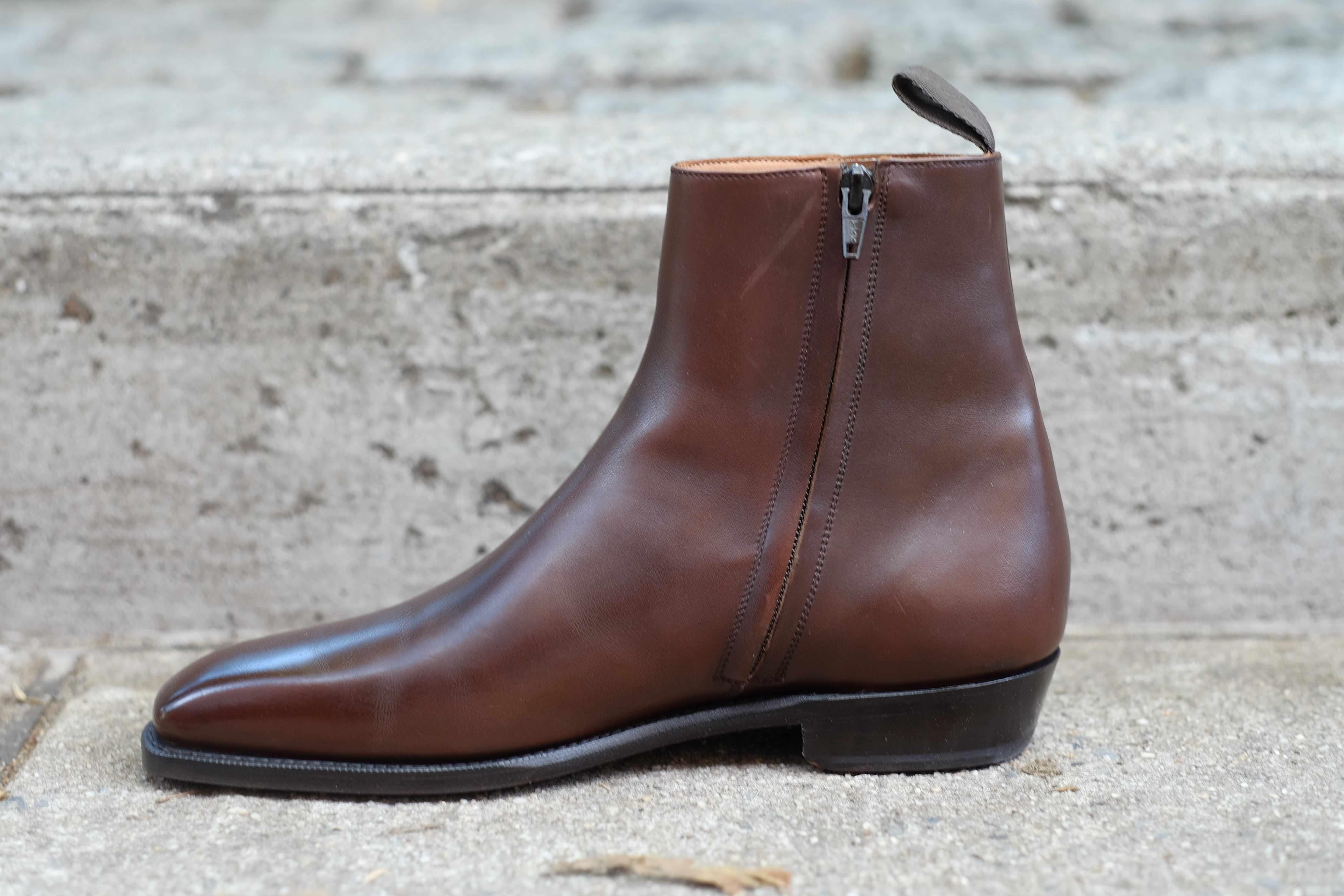 Southcenter - Dark Mahogany Calf-Zip Boots-J.FitzPatrick Footwear