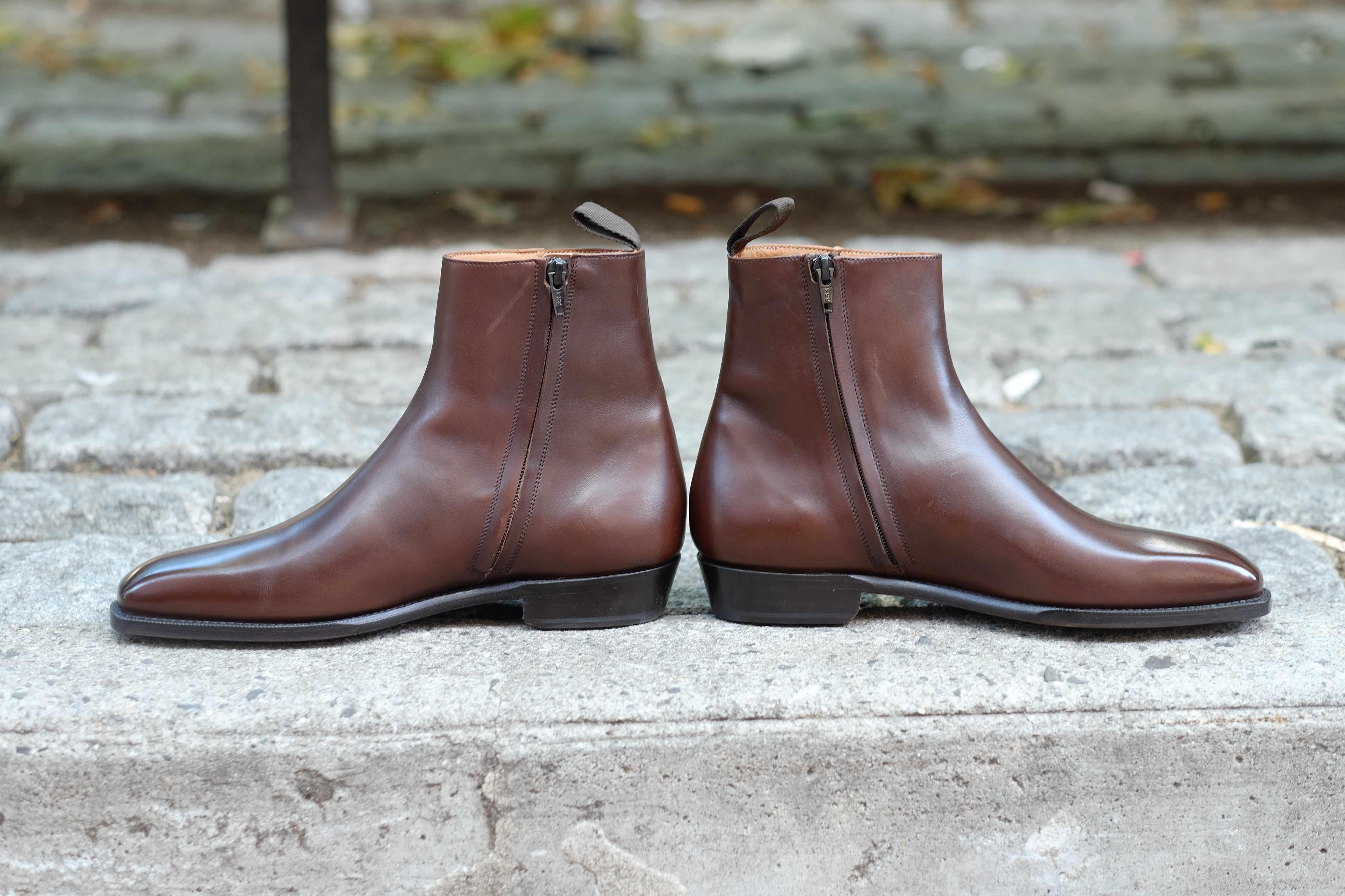 Southcenter - Dark Mahogany Calf-Zip Boots-J.FitzPatrick Footwear