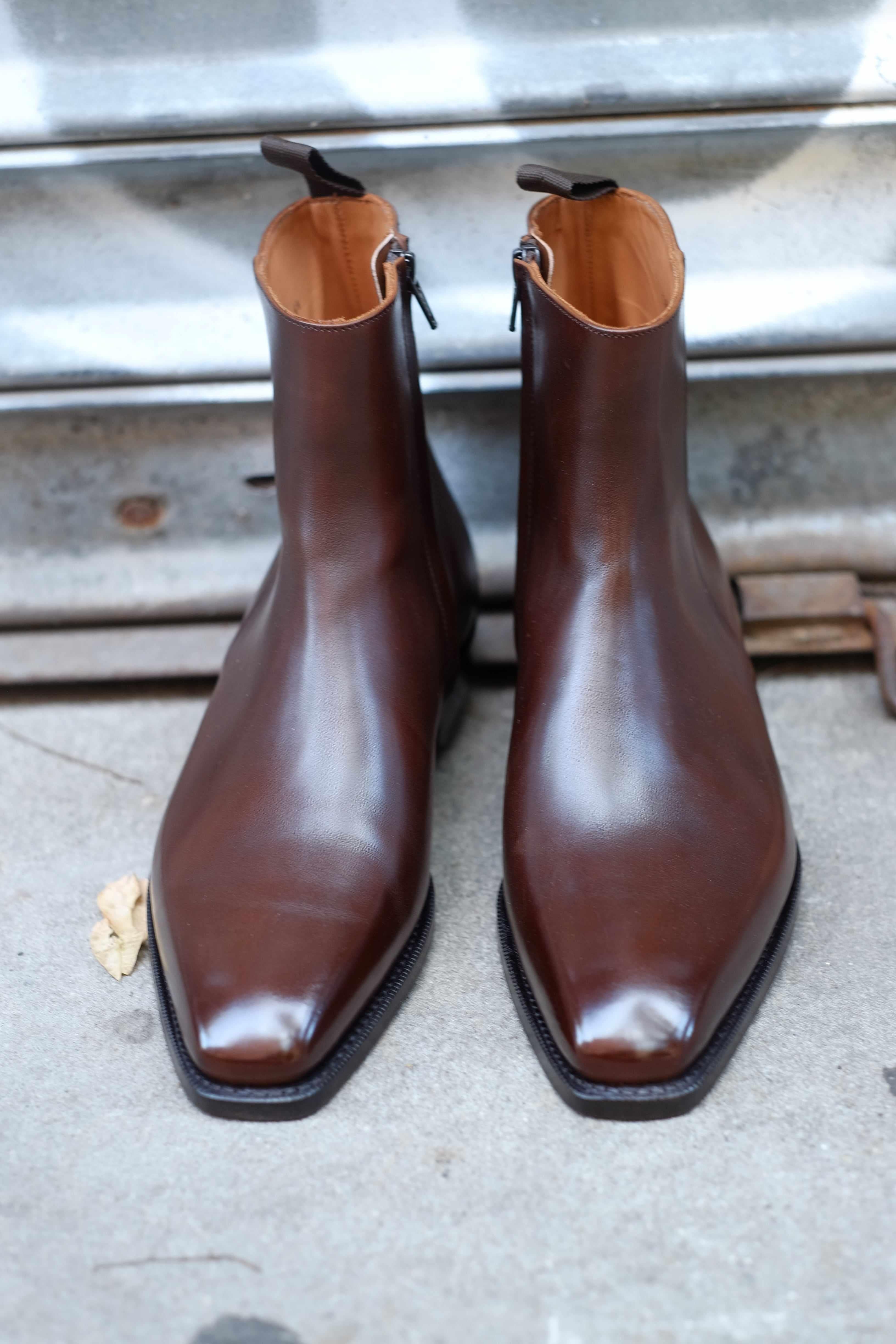 Southcenter - Dark Mahogany Calf-Zip Boots-J.FitzPatrick Footwear