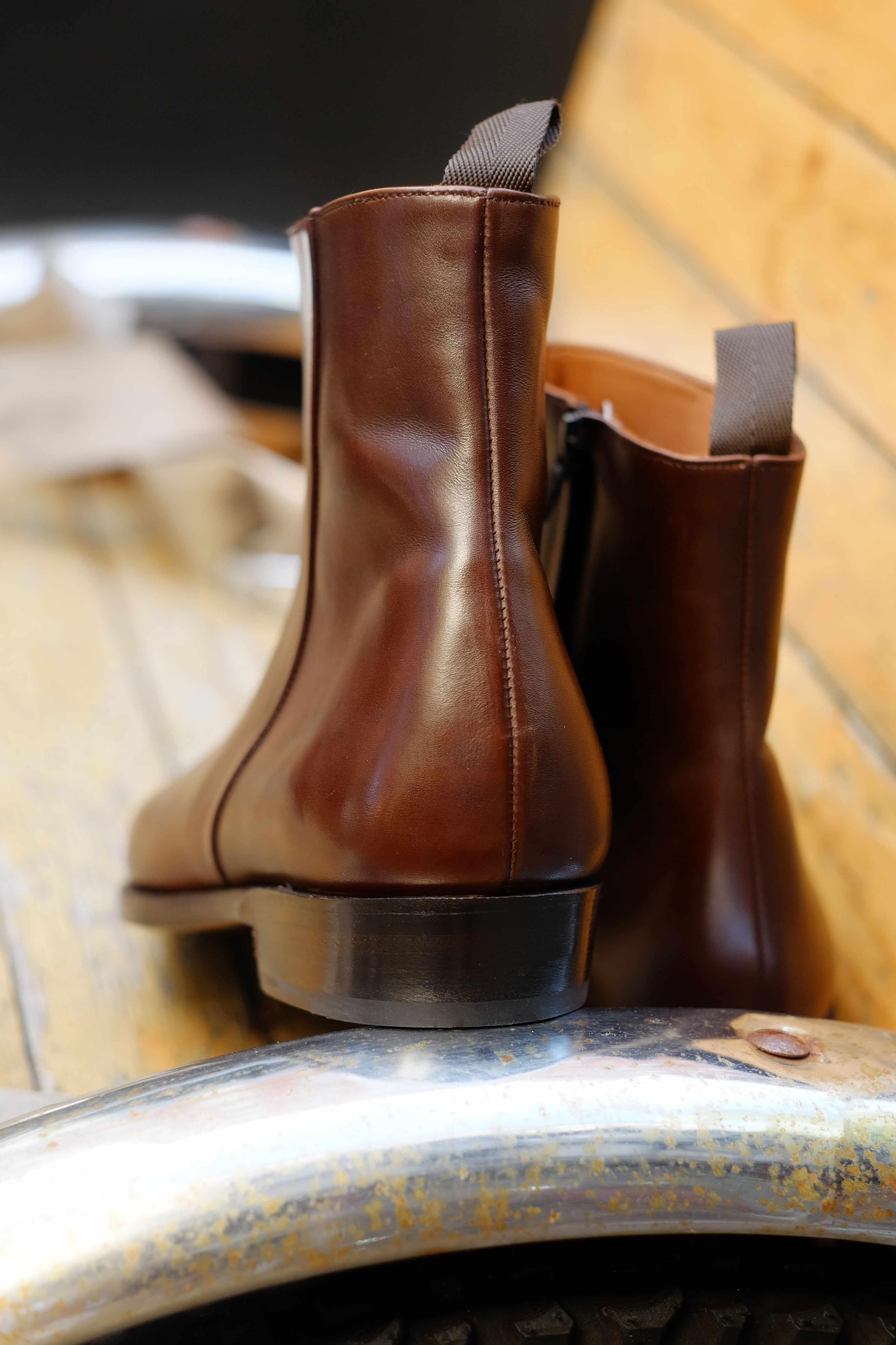 Southcenter - Dark Mahogany Calf-Zip Boots-J.FitzPatrick Footwear