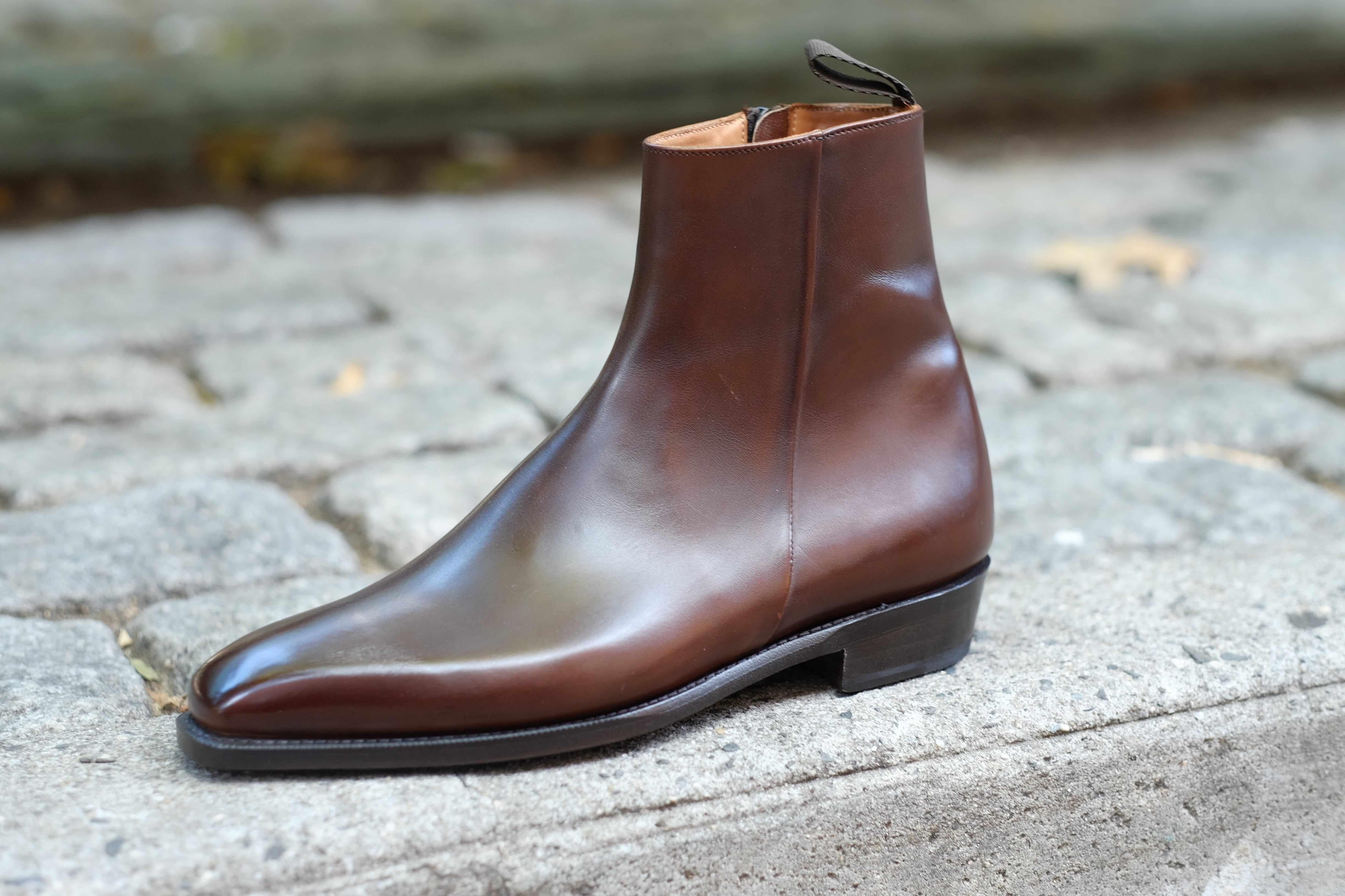 Southcenter - Dark Mahogany Calf-Zip Boots-J.FitzPatrick Footwear