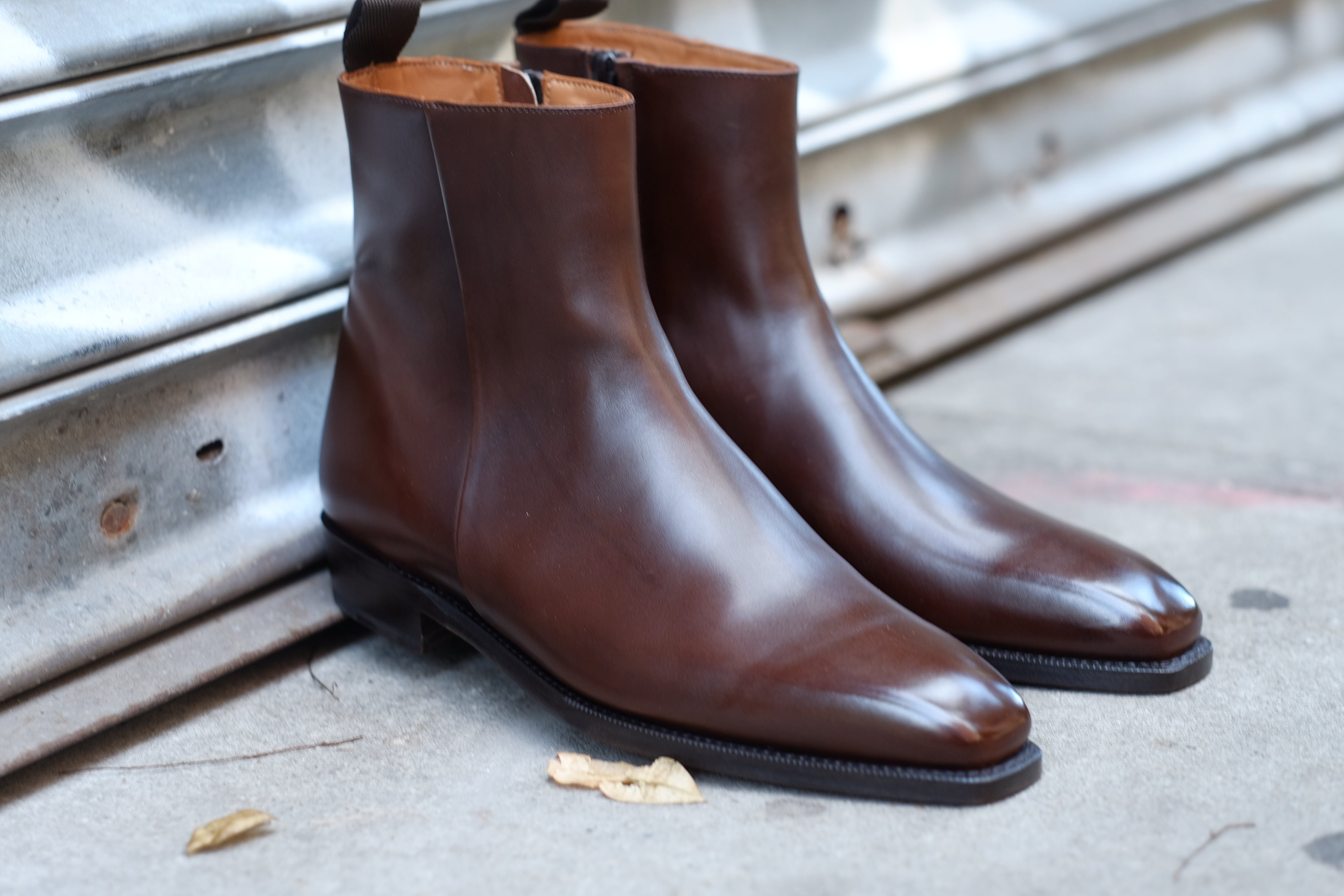 Southcenter - Dark Mahogany Calf-Zip Boots-J.FitzPatrick Footwear