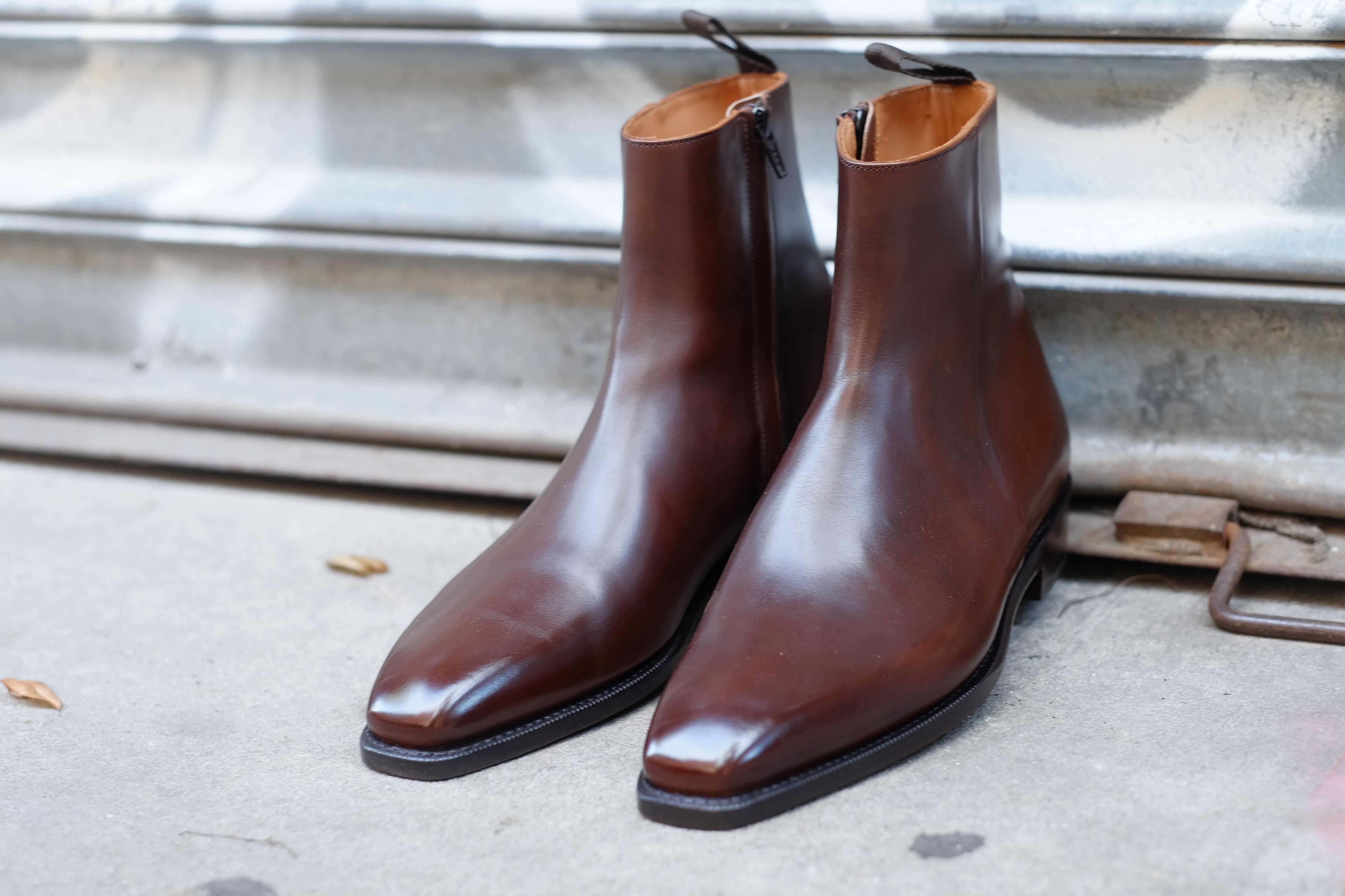 Southcenter - Dark Mahogany Calf-Zip Boots-J.FitzPatrick Footwear