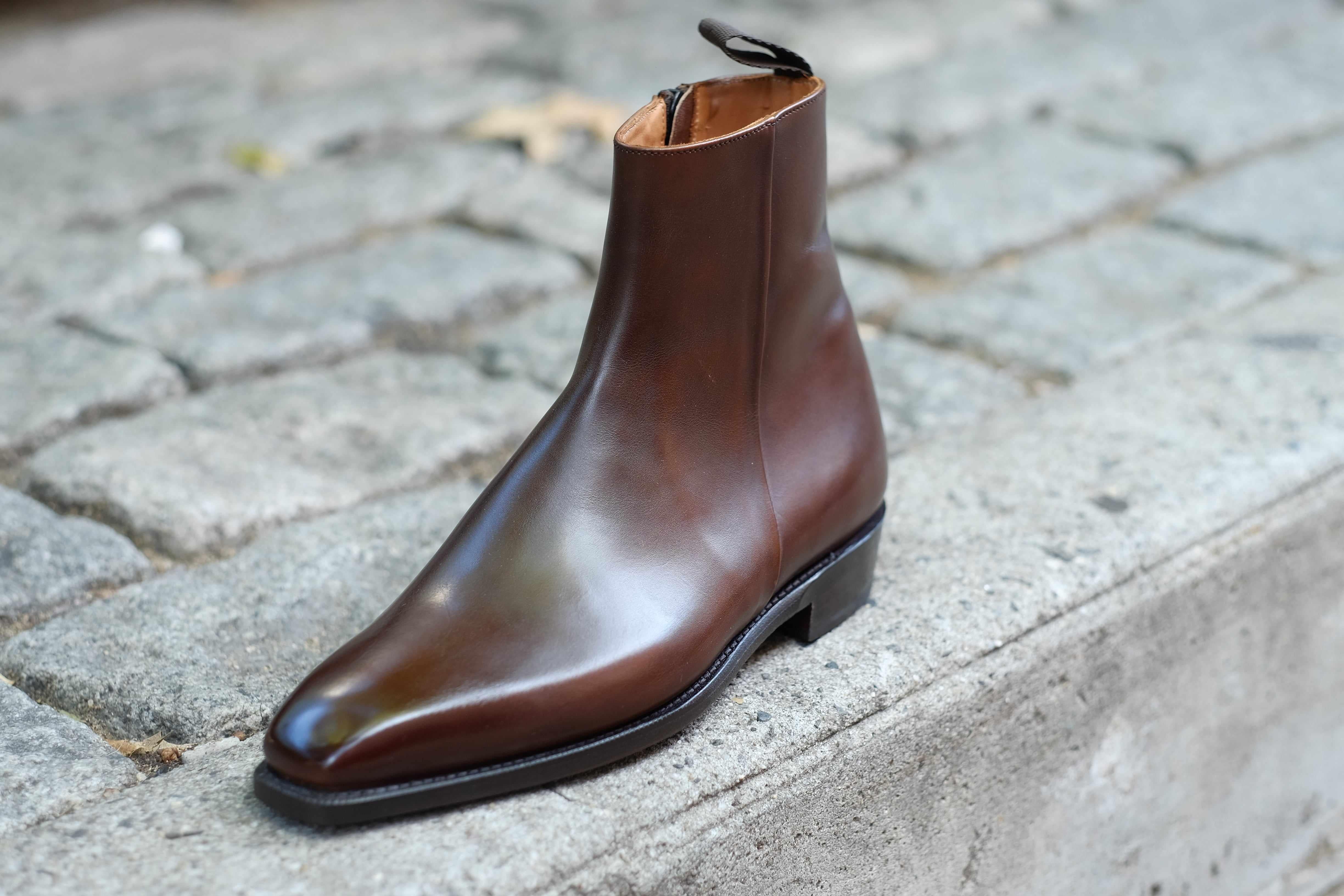 Southcenter - Dark Mahogany Calf-Zip Boots-J.FitzPatrick Footwear