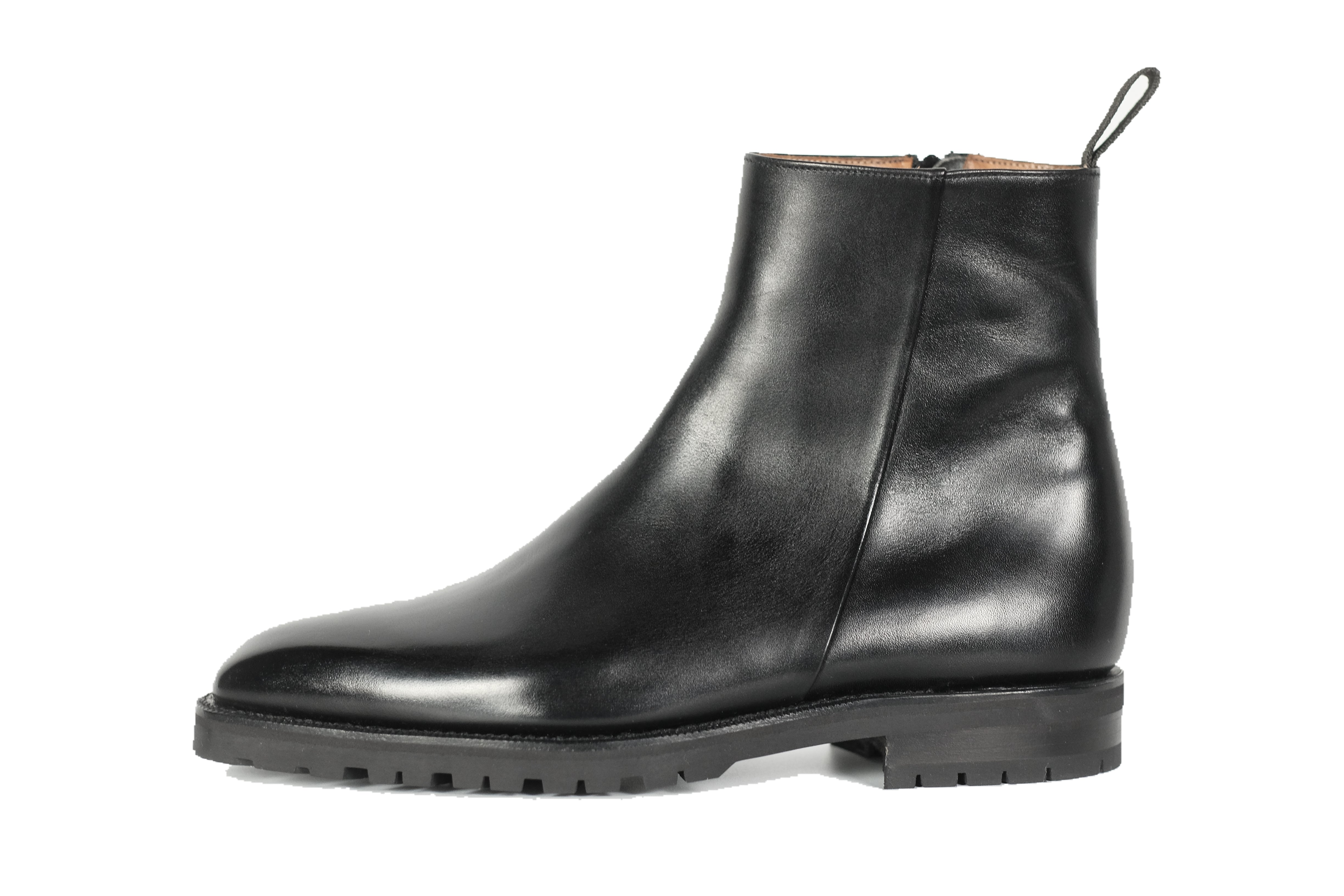 Southcenter - MTO - Black Calf - MGF Last - Commando Sole-Made To Order Zip Zipper Boots-J.FitzPatrick Footwear