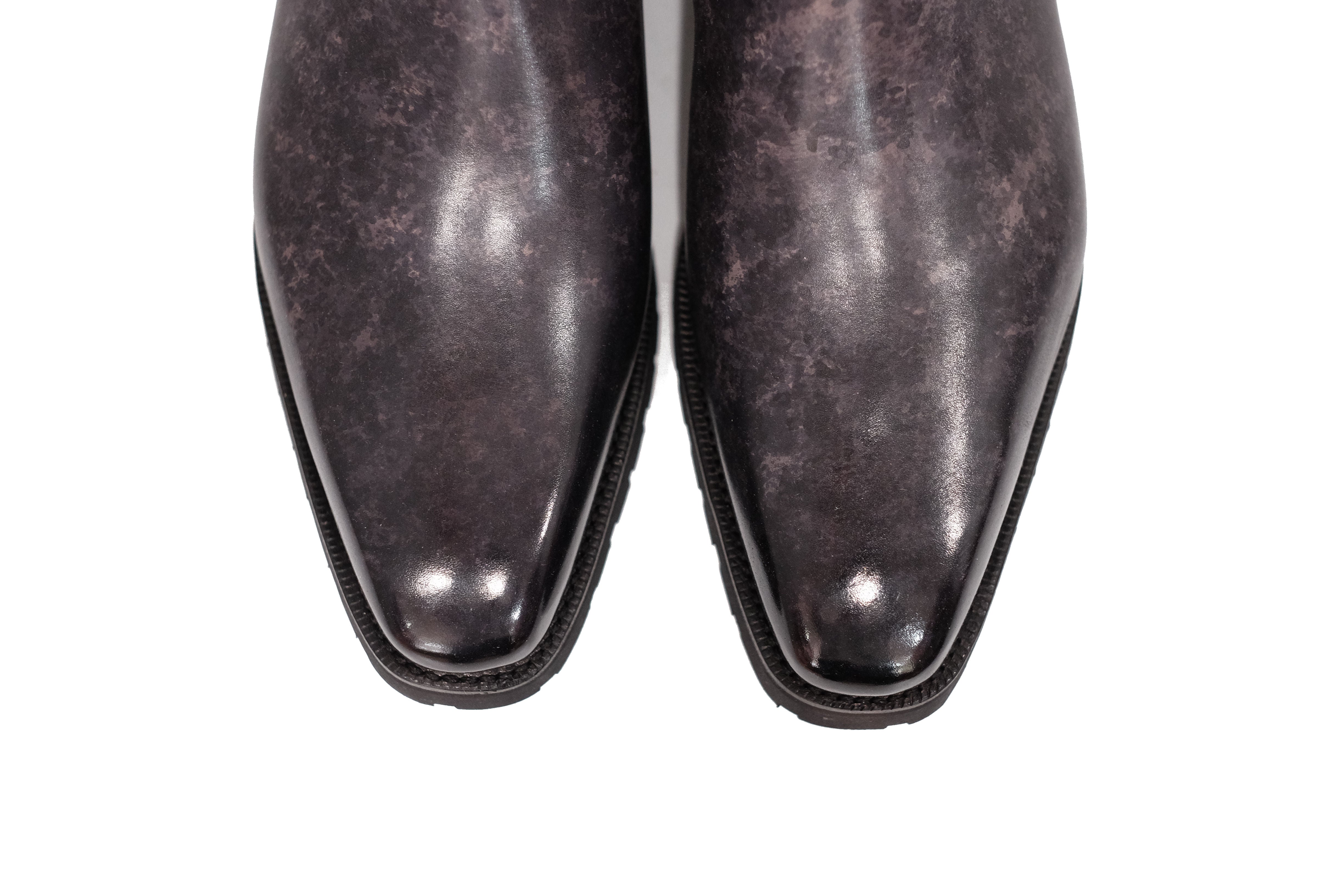 Southcenter - MTO - Black Marble Patina - MGF Last - Commando Sole-Made To Order Zip Zipper Boots-J.FitzPatrick Footwear