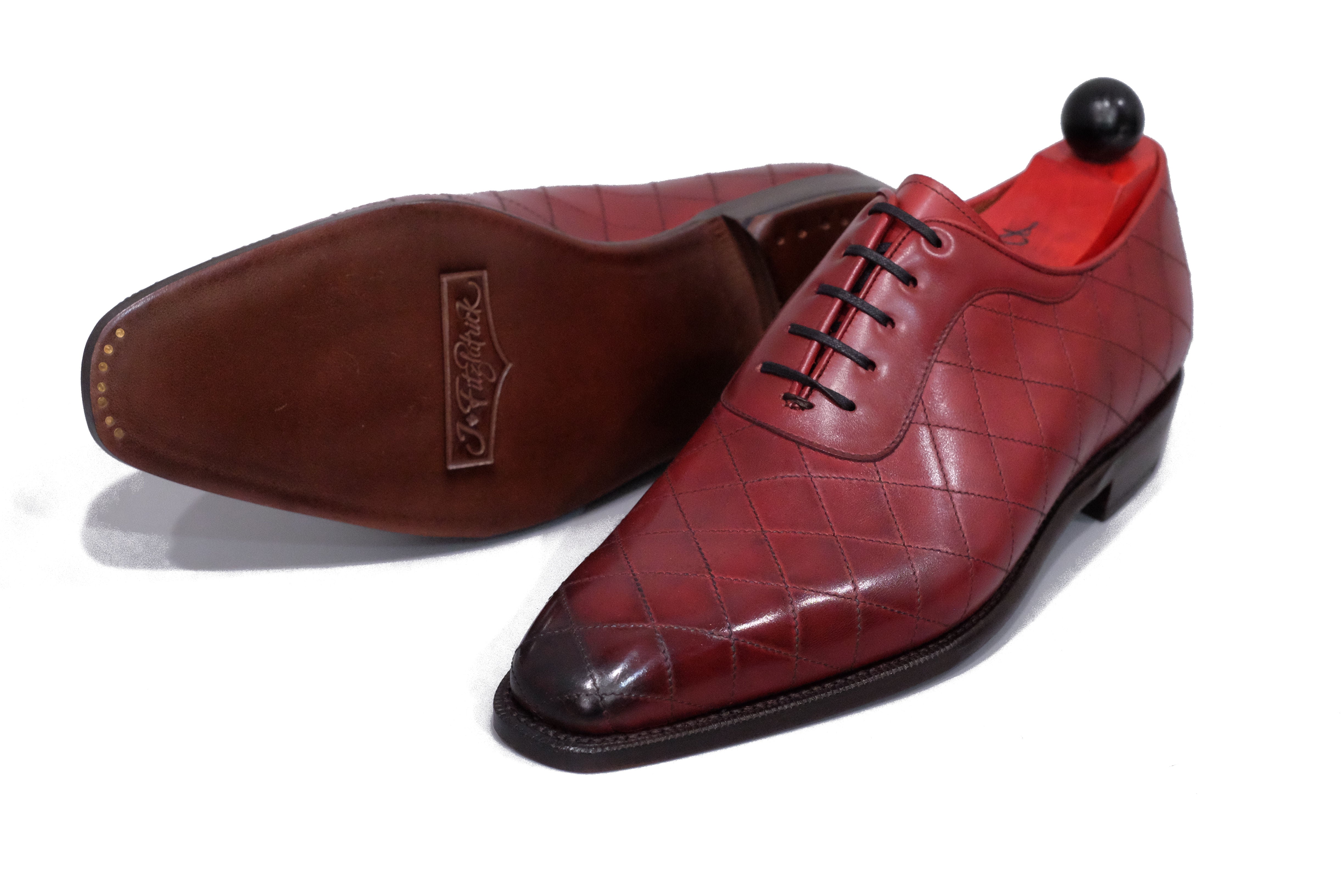 Spokane - MTO - Burnished Quilted Burgundy Calf - LPB Last - Single Leather Sole-Made To Order Quilted Adelaide Oxfords-J.FitzPatrick Footwear
