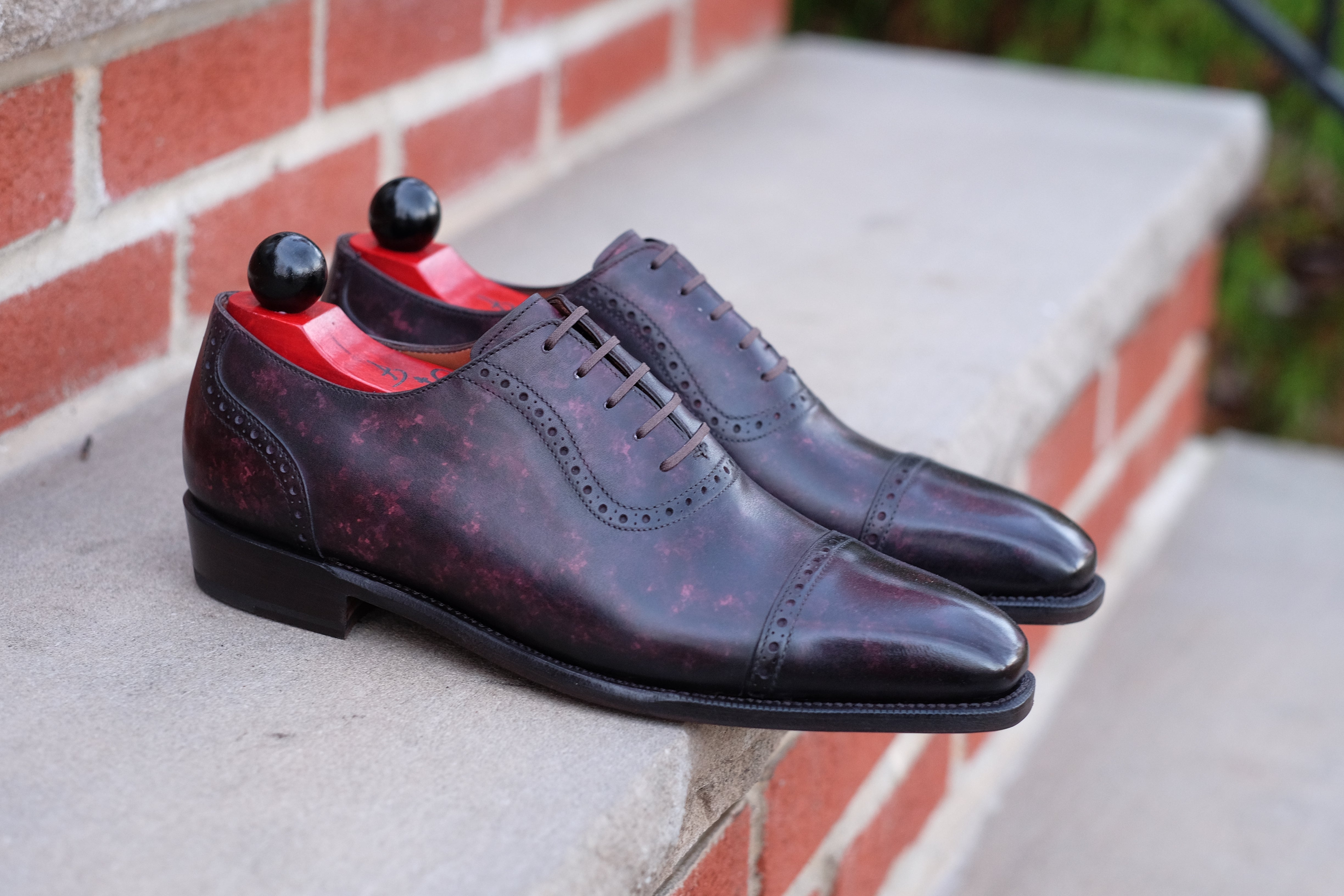 Sunnyside - Plum Marble Patina - PRE ORDER-Captoe Cap Toe Oxfords-J.FitzPatrick Footwear