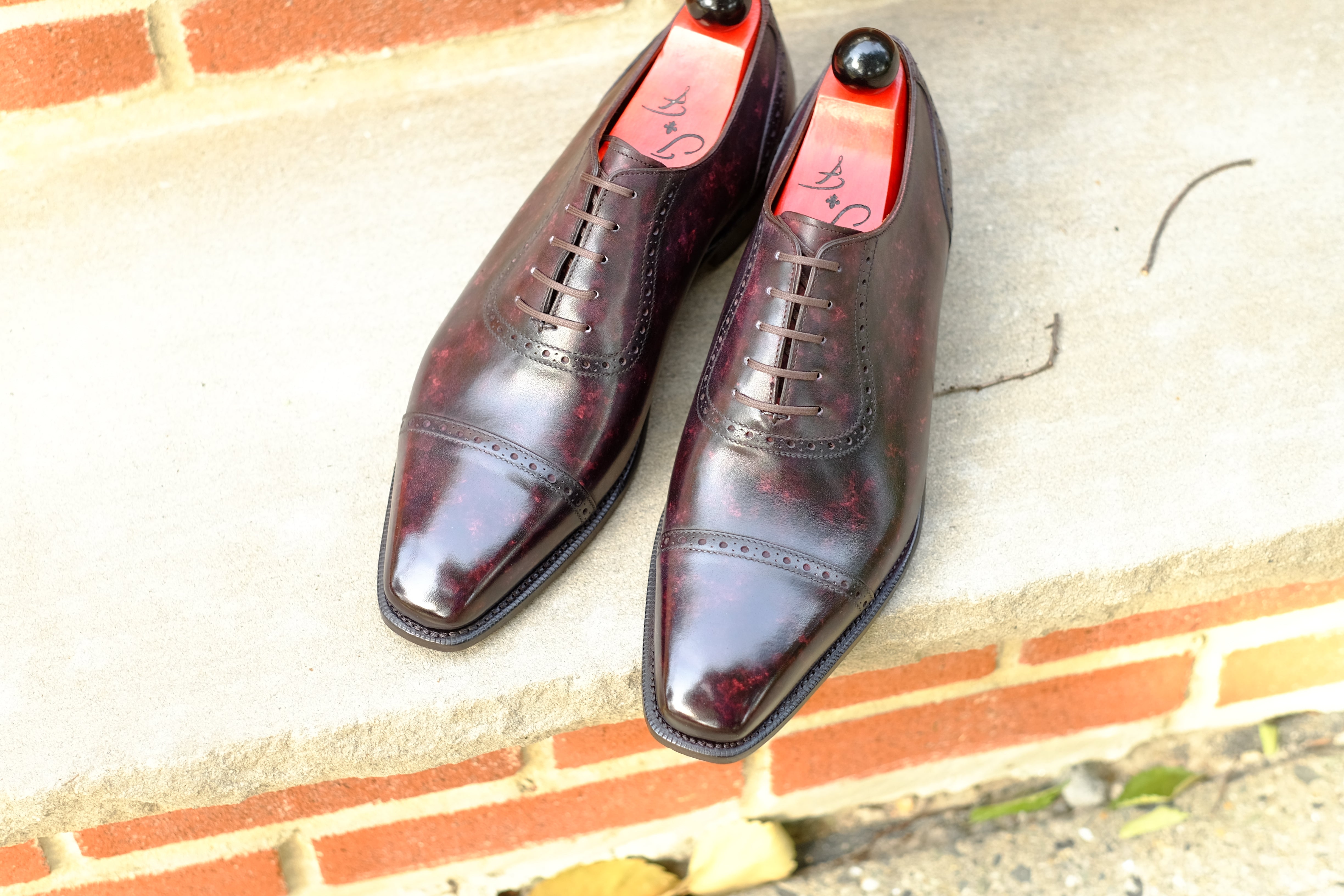 Sunnyside - Plum Marble Patina - PRE ORDER-Captoe Cap Toe Oxfords-J.FitzPatrick Footwear