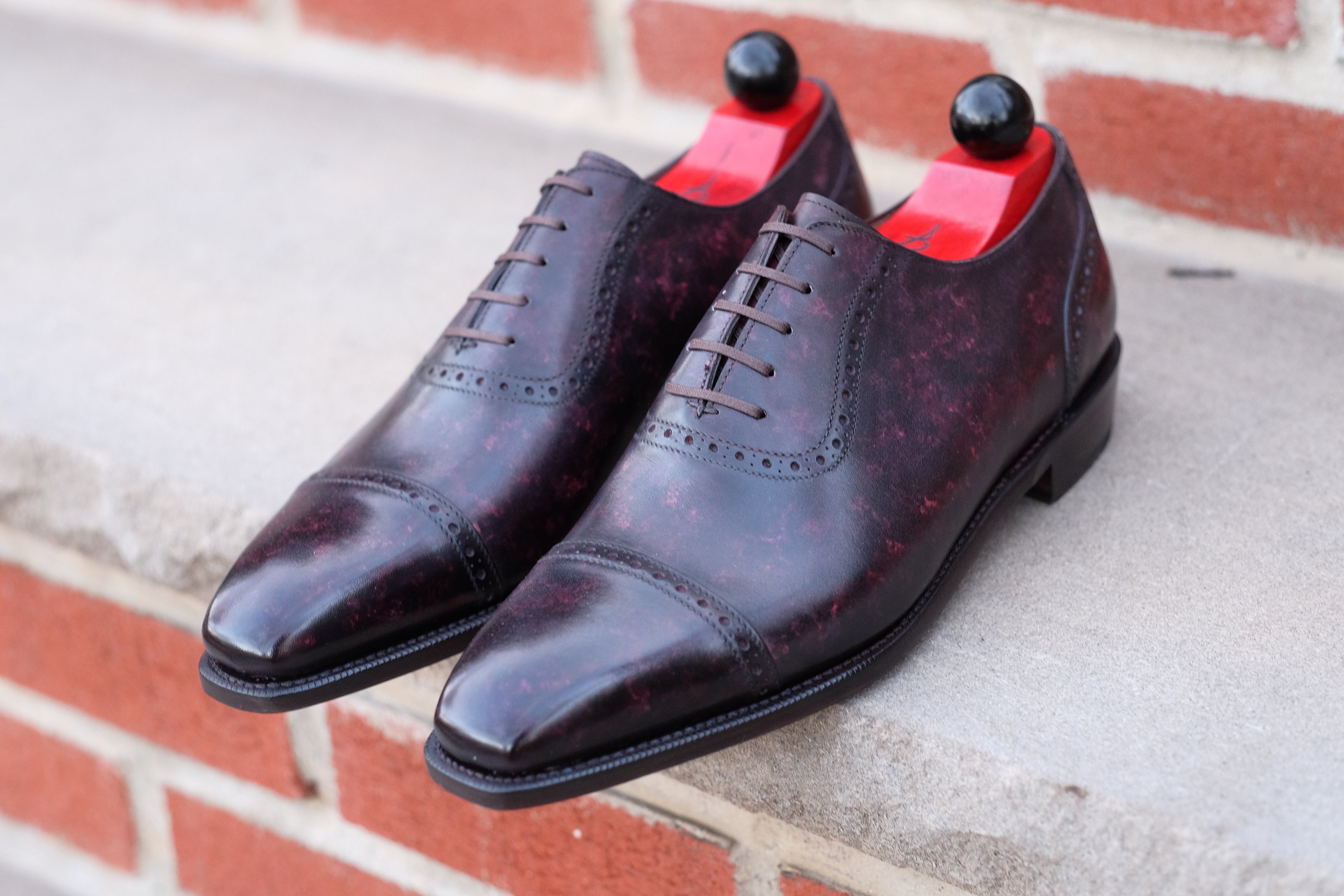 Sunnyside - Plum Marble Patina - PRE ORDER-Captoe Cap Toe Oxfords-J.FitzPatrick Footwear