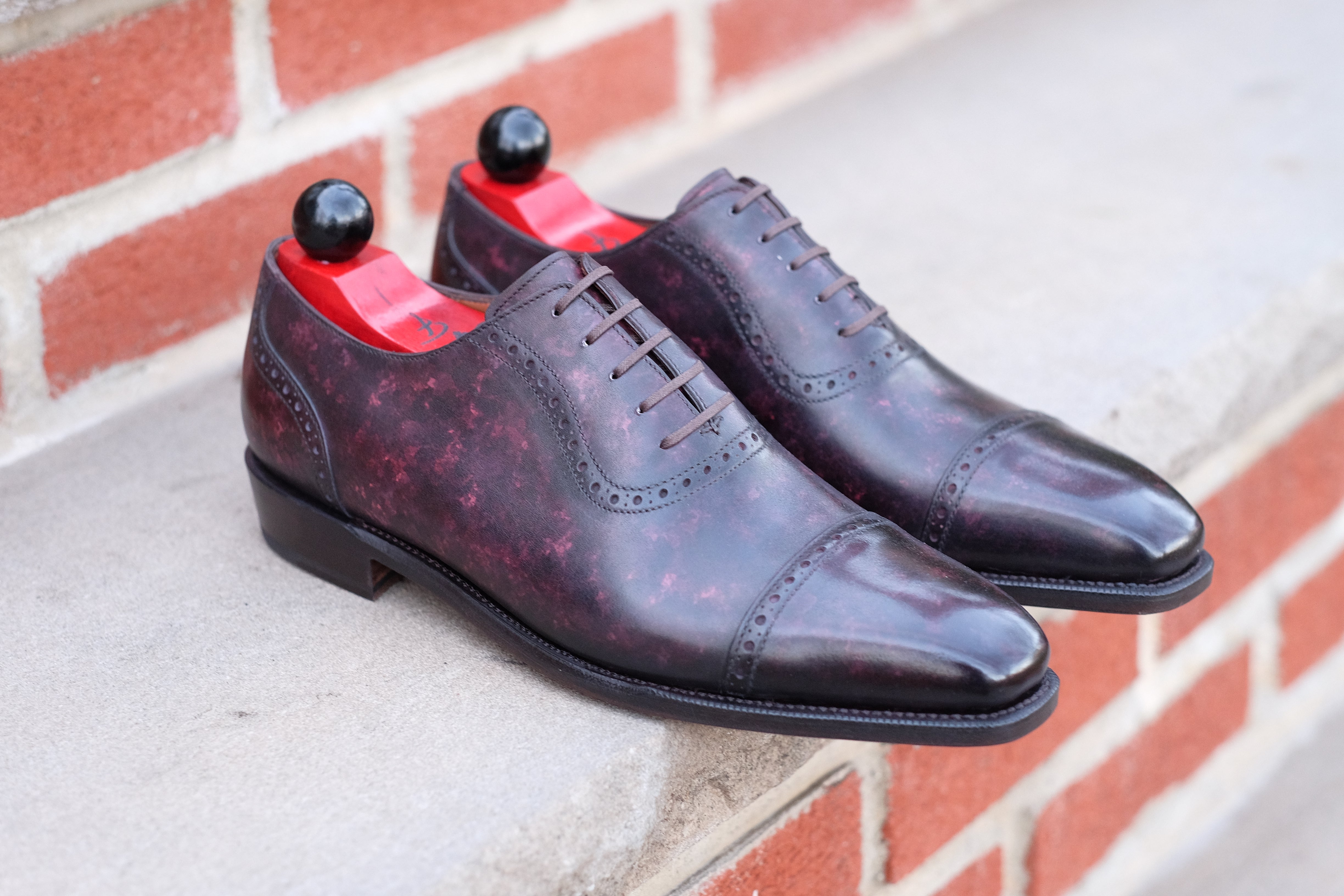 Sunnyside - Plum Marble Patina - PRE ORDER-Captoe Cap Toe Oxfords-J.FitzPatrick Footwear