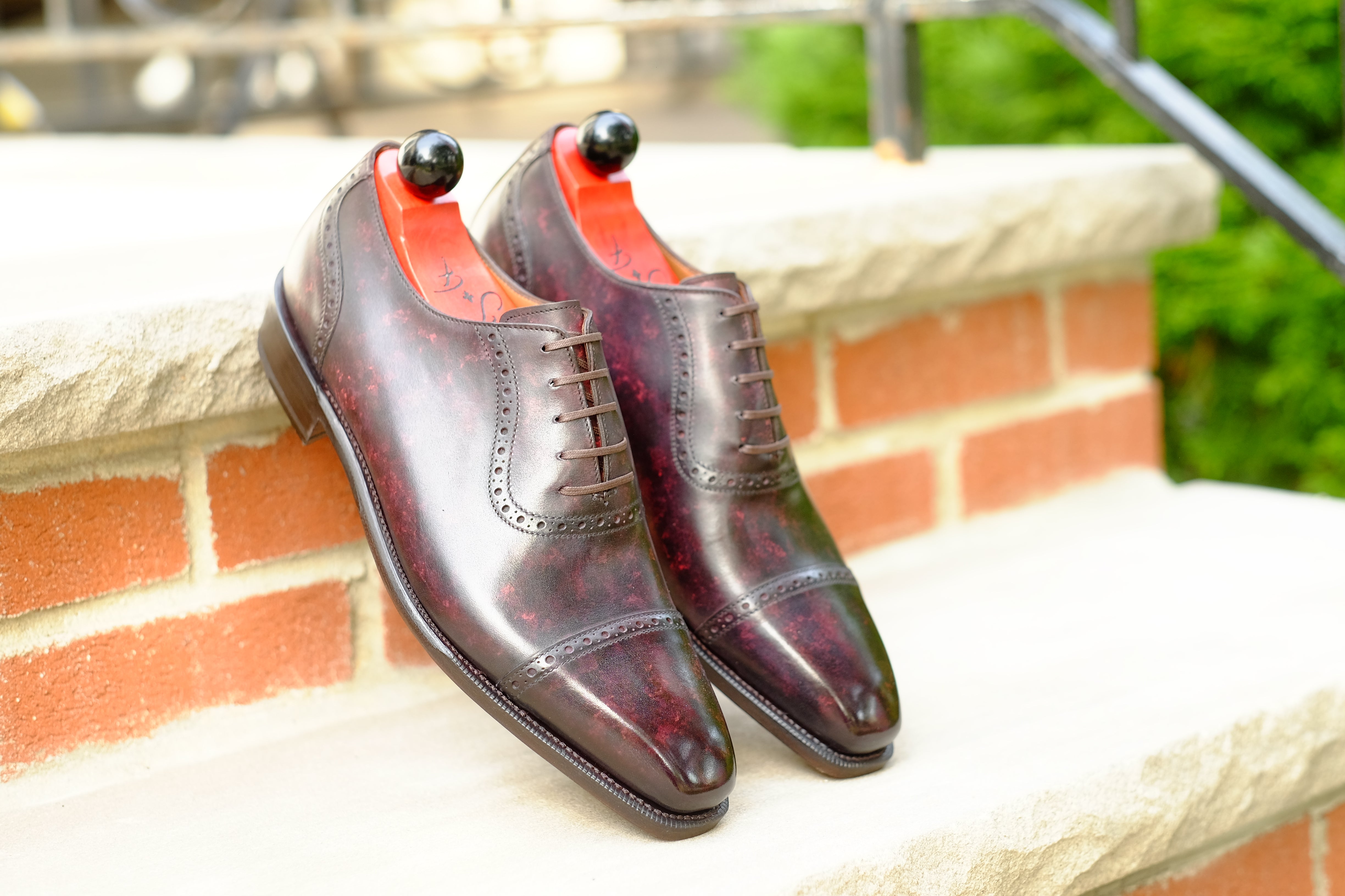 Sunnyside - Plum Marble Patina - PRE ORDER-Captoe Cap Toe Oxfords-J.FitzPatrick Footwear