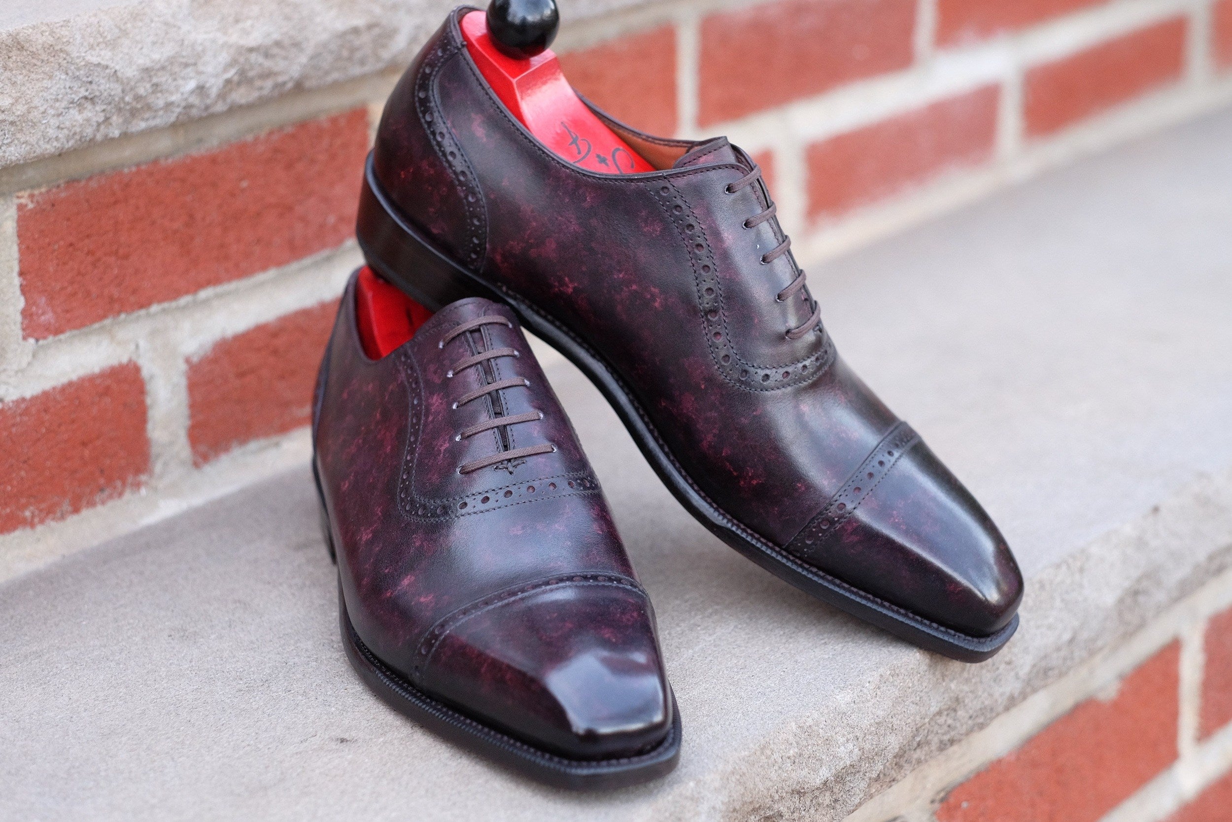 Sunnyside - Plum Marble Patina - PRE ORDER-Captoe Cap Toe Oxfords-J.FitzPatrick Footwear