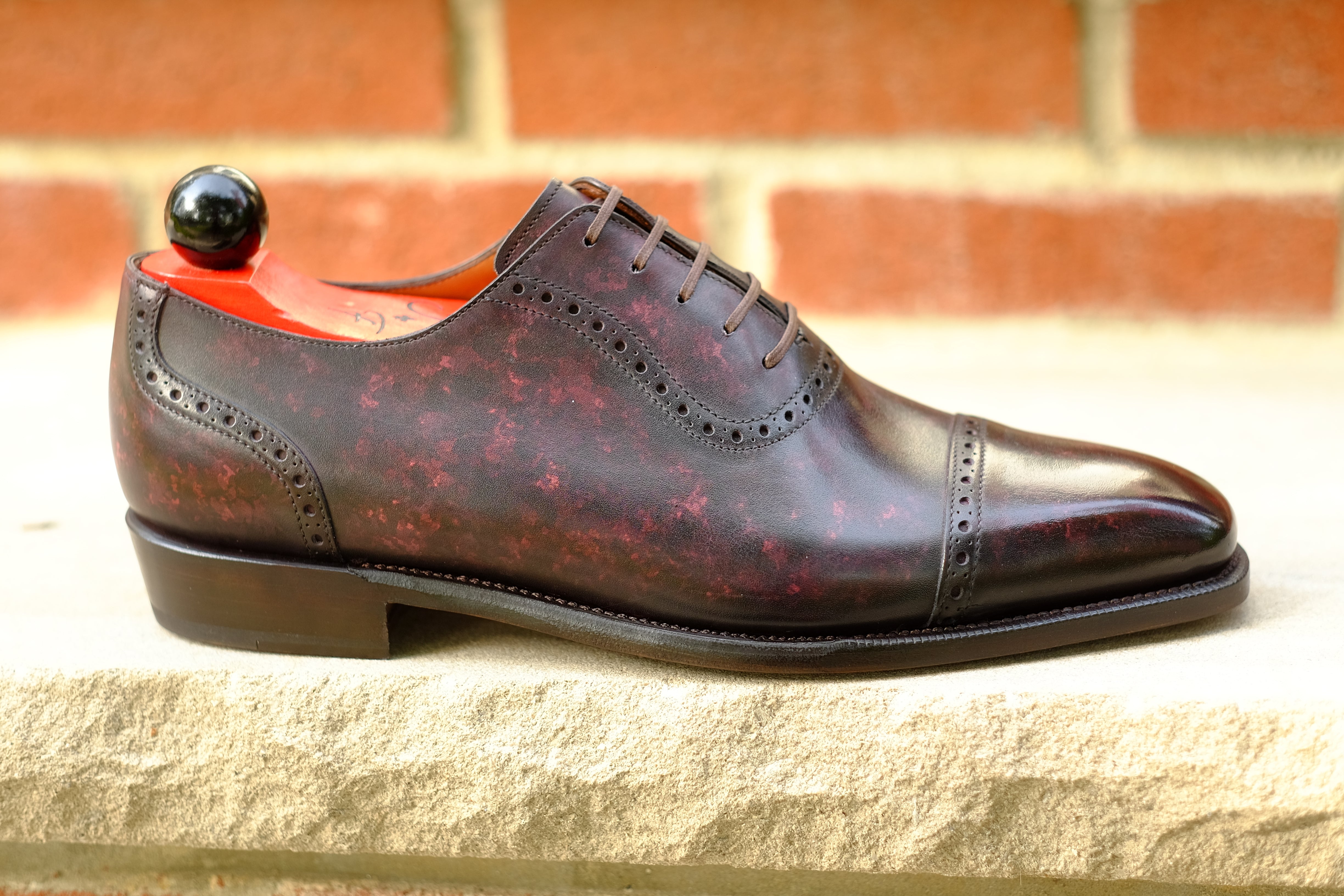 Sunnyside - Plum Marble Patina - PRE ORDER-Captoe Cap Toe Oxfords-J.FitzPatrick Footwear