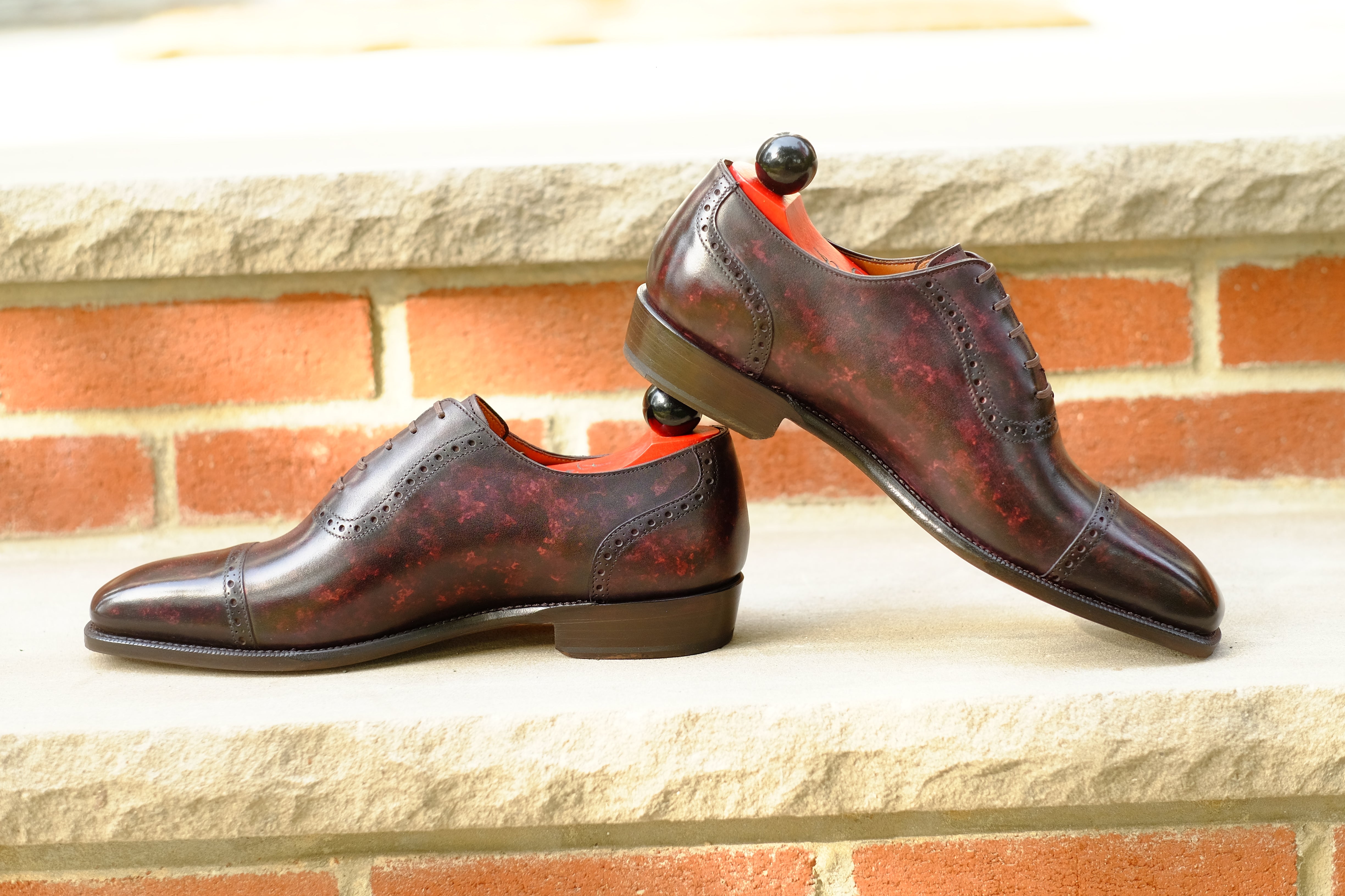 Sunnyside - Plum Marble Patina - PRE ORDER-Captoe Cap Toe Oxfords-J.FitzPatrick Footwear