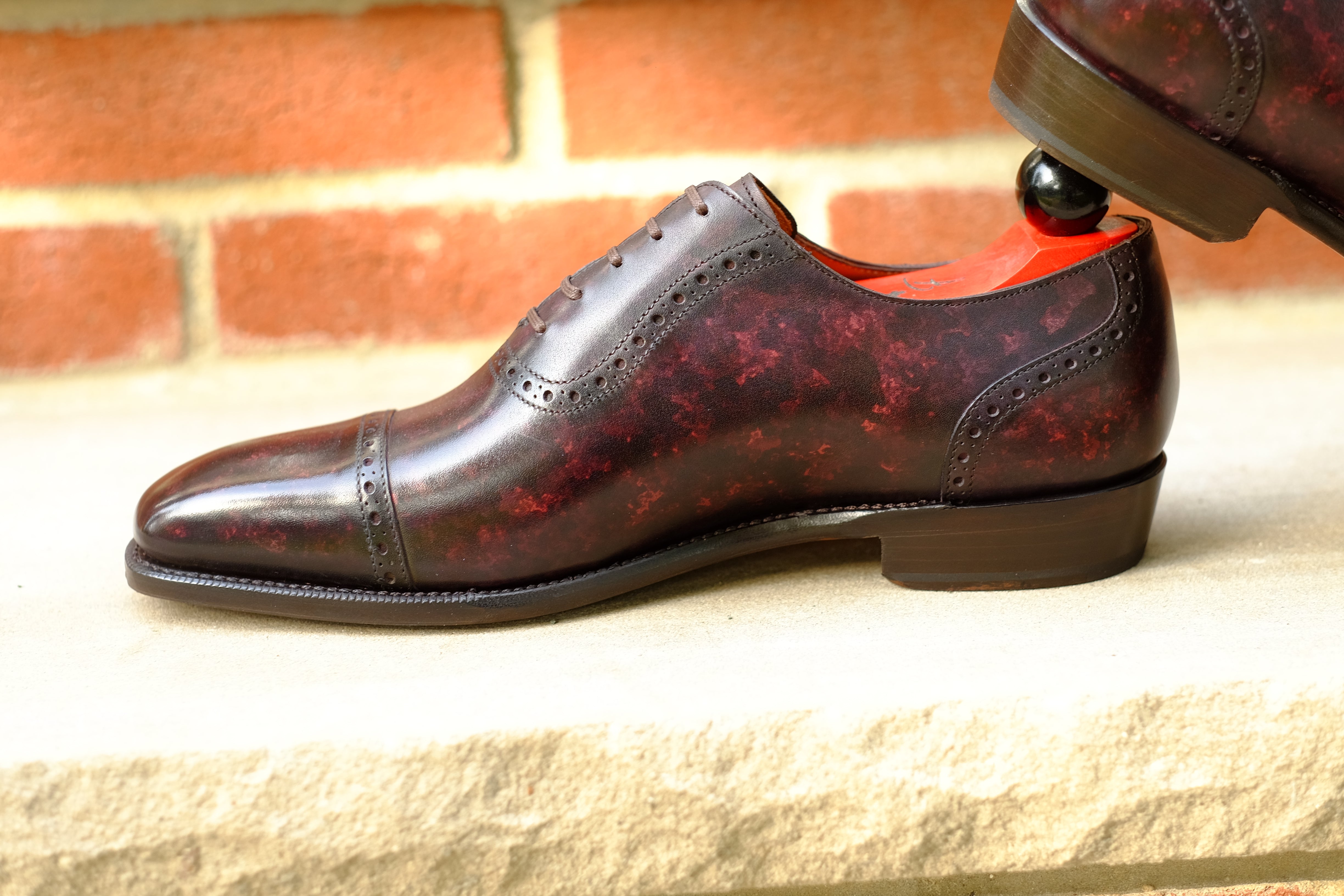 Sunnyside - Plum Marble Patina - PRE ORDER-Captoe Cap Toe Oxfords-J.FitzPatrick Footwear