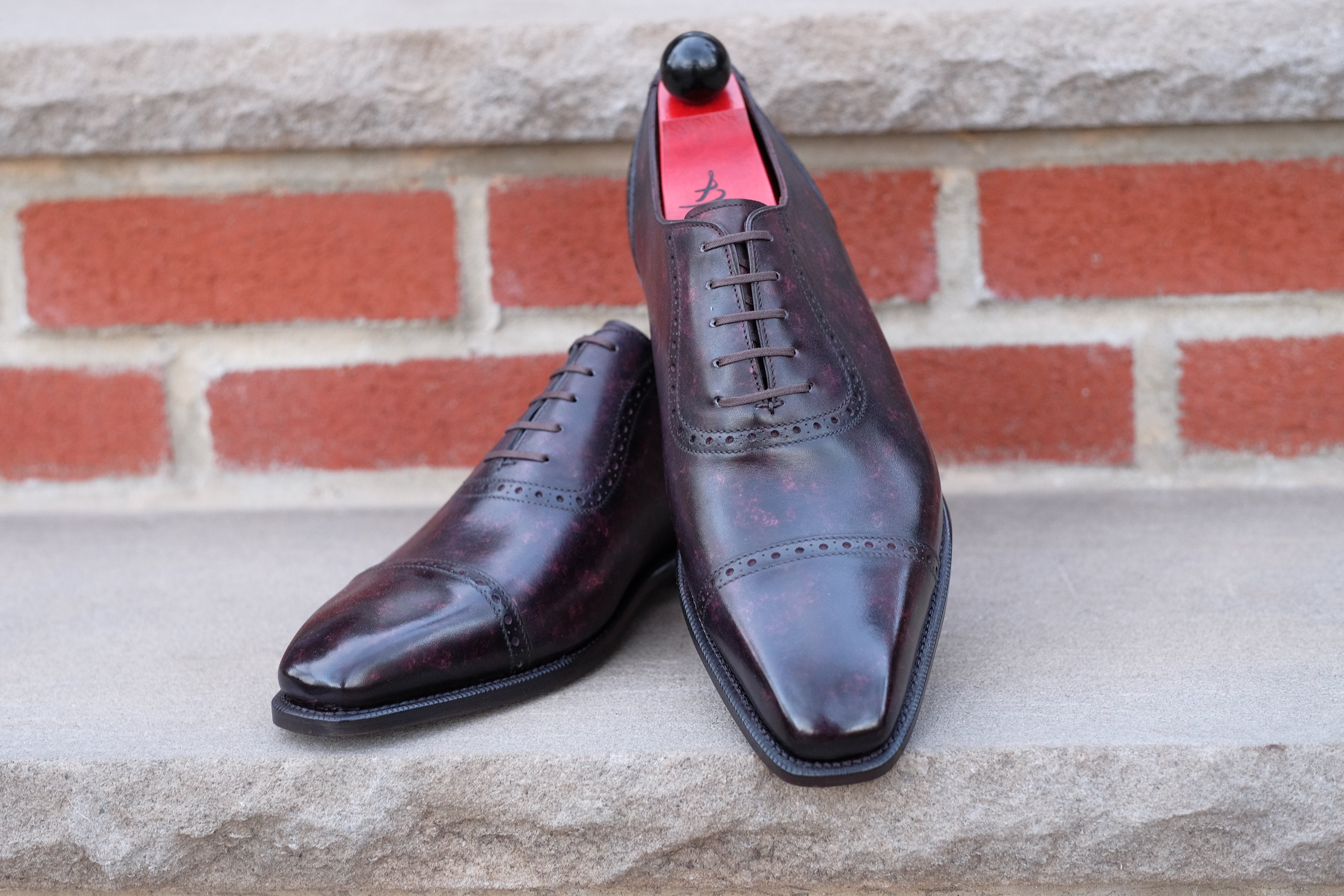 Sunnyside - Plum Marble Patina - PRE ORDER-Captoe Cap Toe Oxfords-J.FitzPatrick Footwear