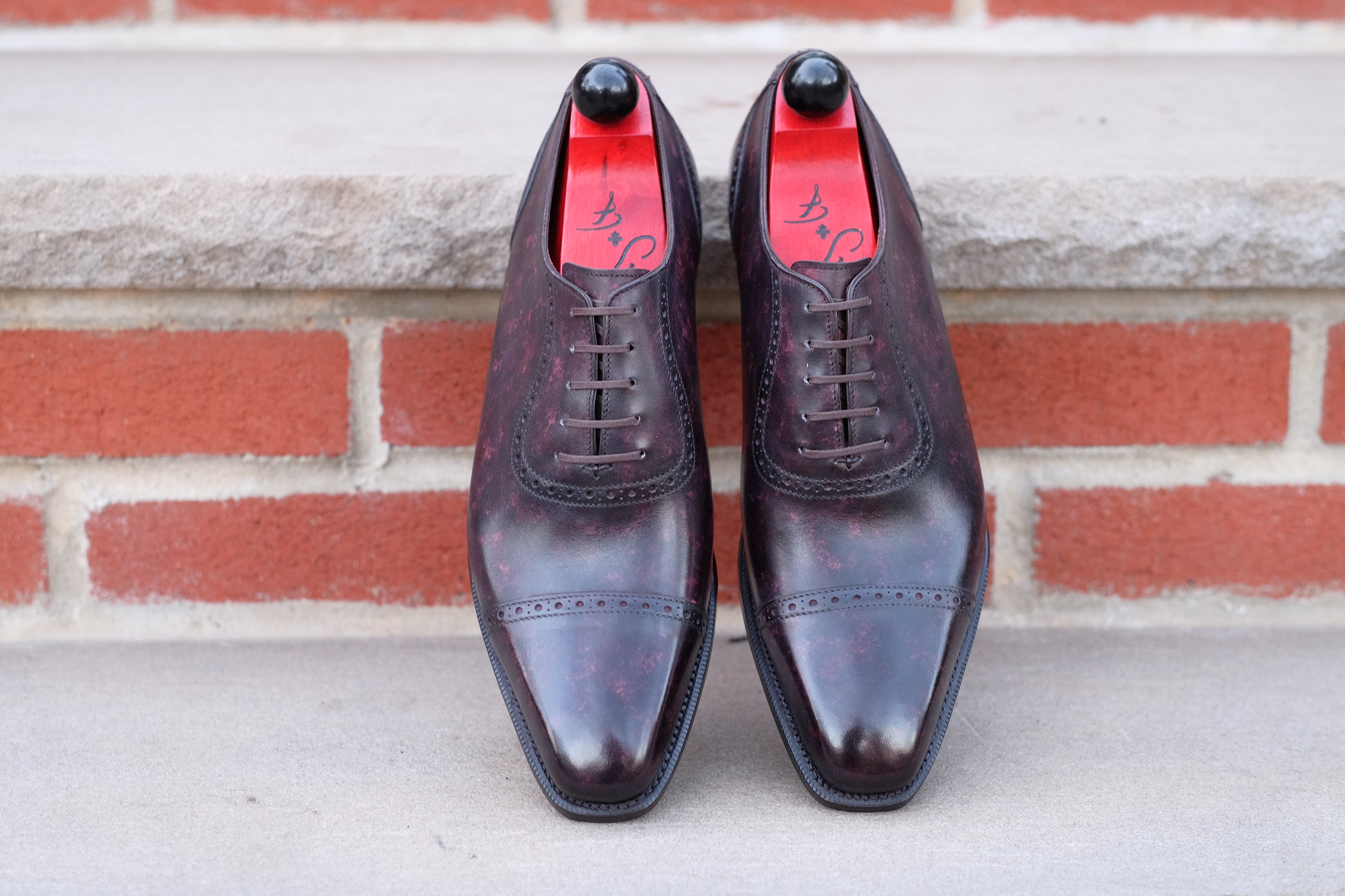 Sunnyside - Plum Marble Patina - PRE ORDER-Captoe Cap Toe Oxfords-J.FitzPatrick Footwear