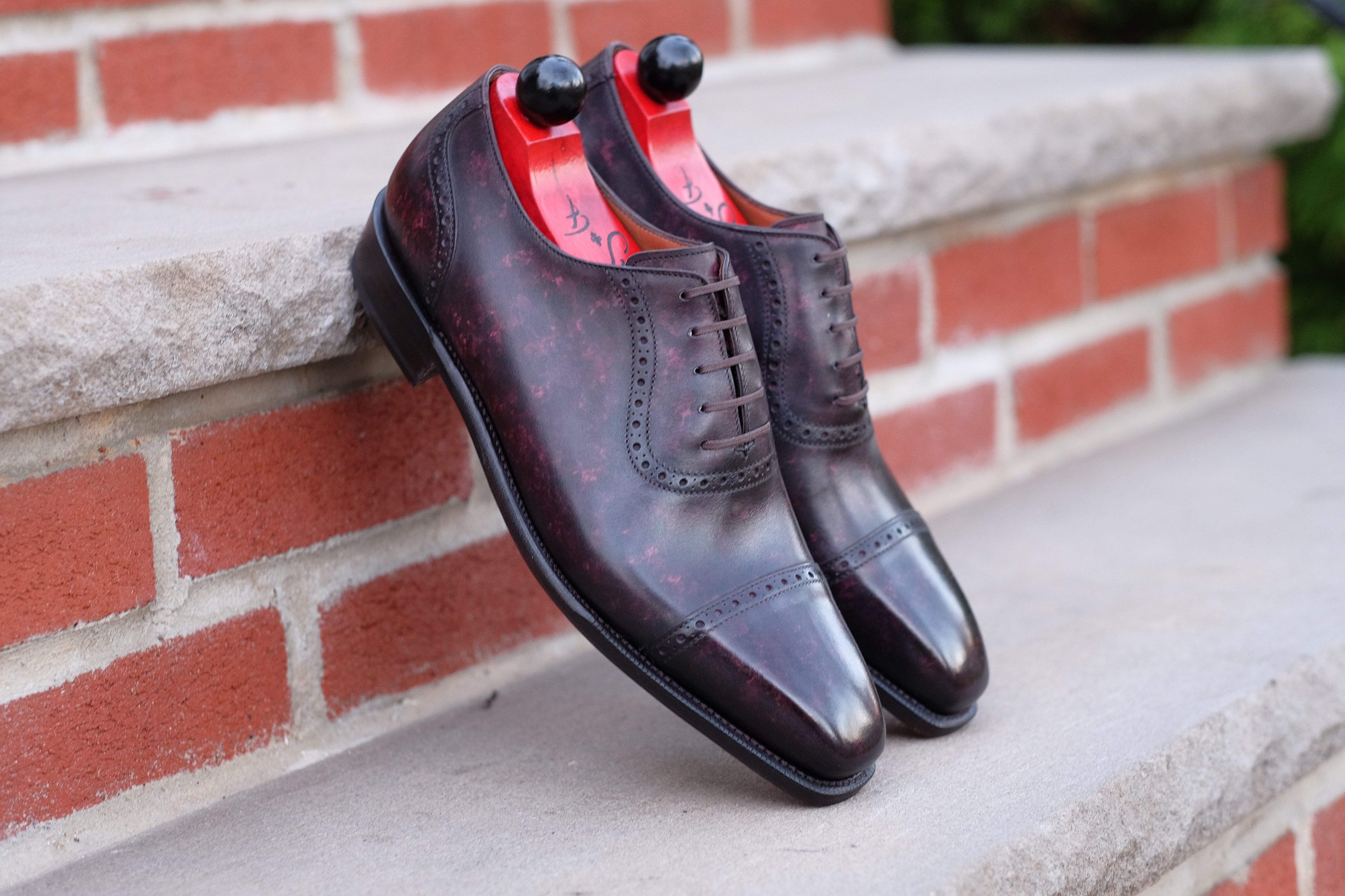 Sunnyside - Plum Marble Patina - PRE ORDER-Captoe Cap Toe Oxfords-J.FitzPatrick Footwear