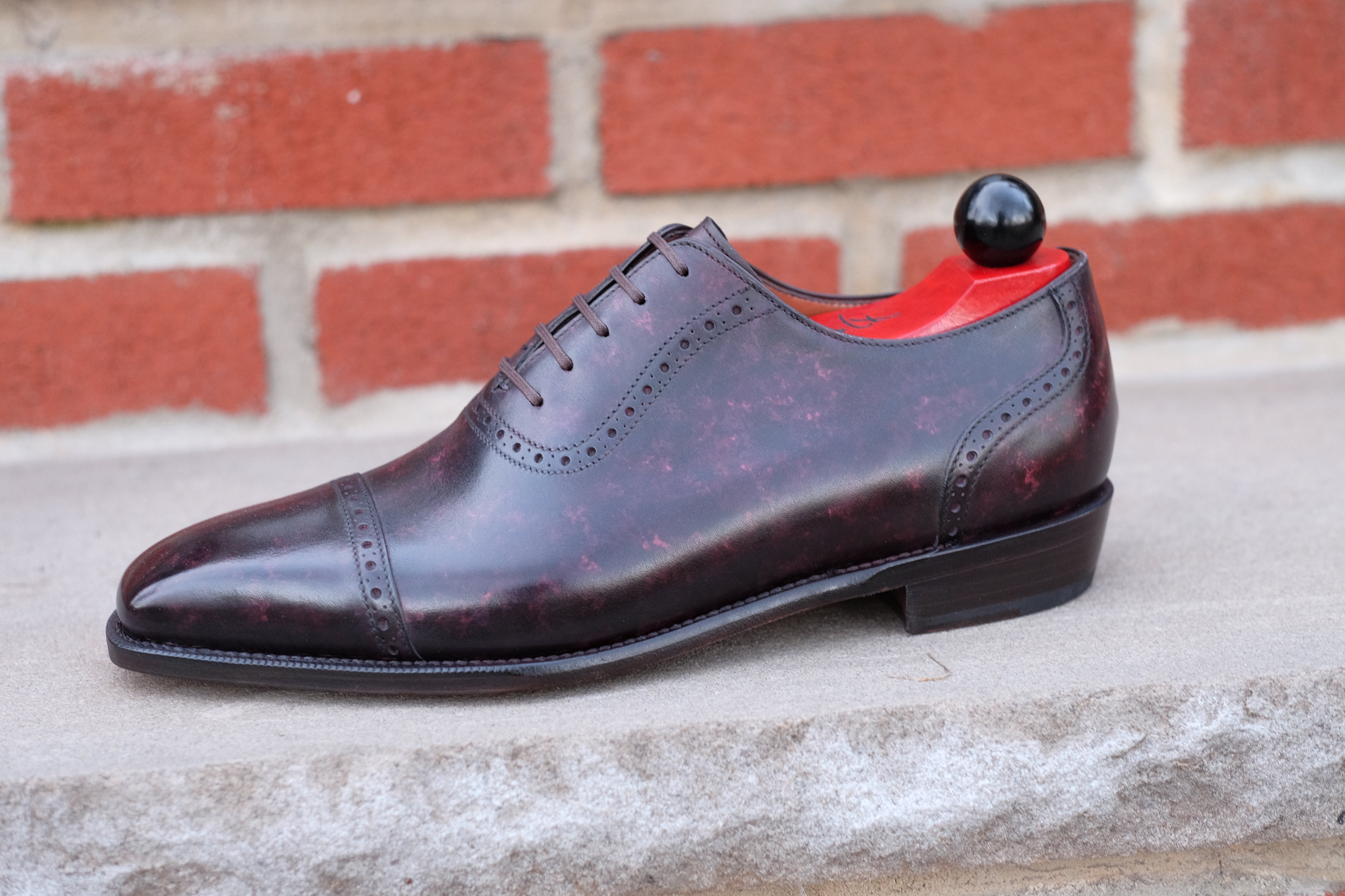 Sunnyside - Plum Marble Patina - PRE ORDER-Captoe Cap Toe Oxfords-J.FitzPatrick Footwear