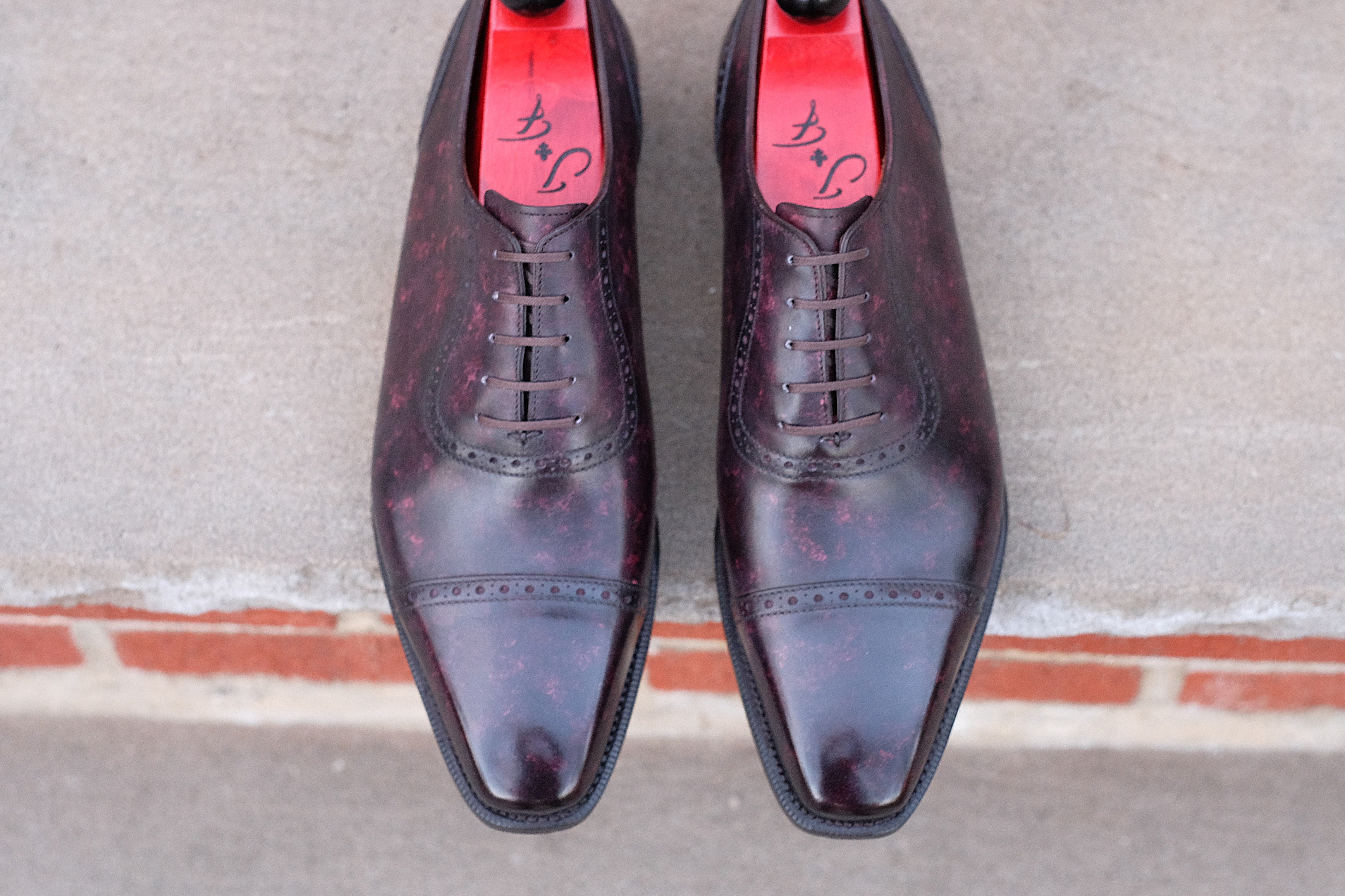 Sunnyside - Plum Marble Patina - PRE ORDER-Captoe Cap Toe Oxfords-J.FitzPatrick Footwear