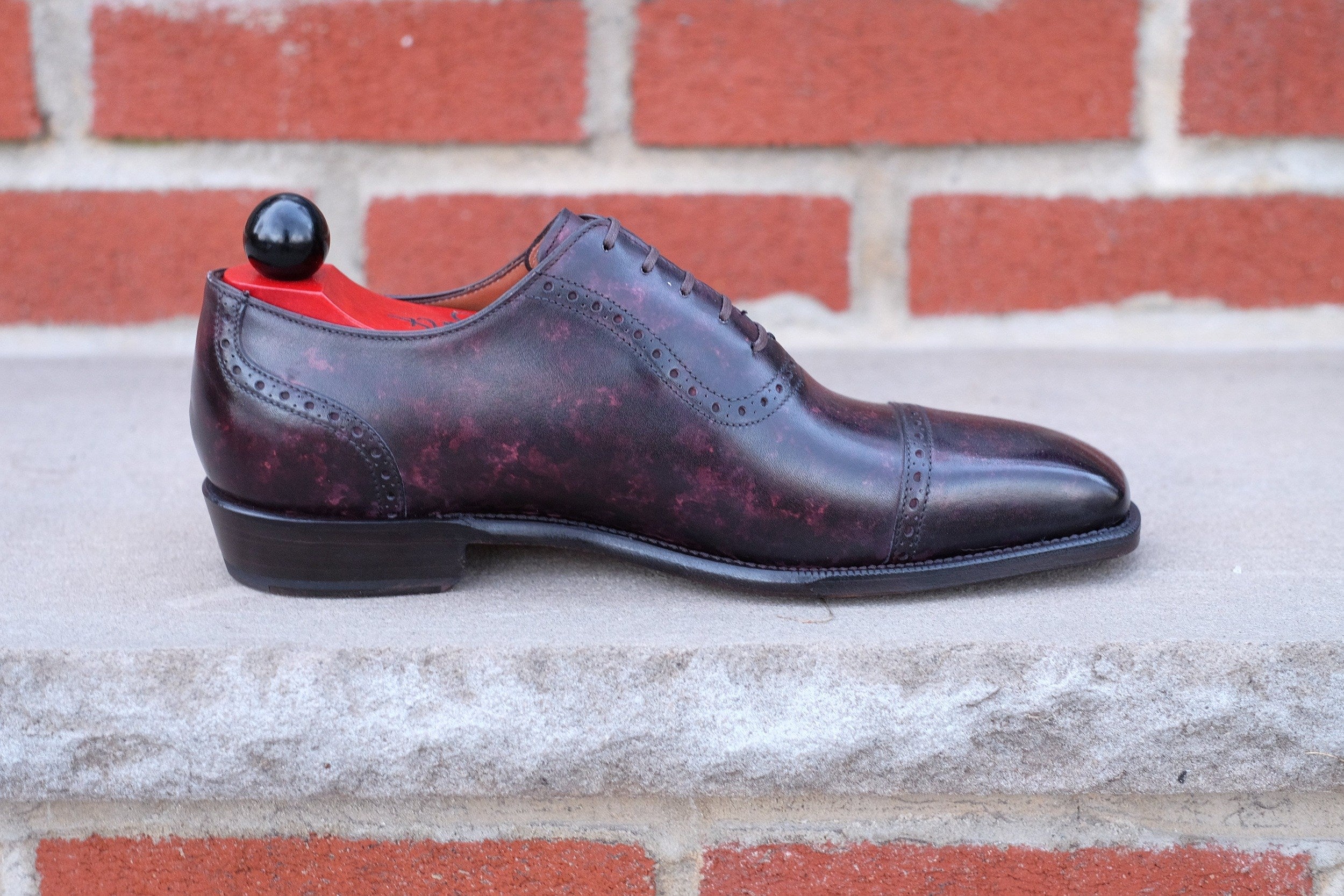 Sunnyside - Plum Marble Patina - PRE ORDER-Captoe Cap Toe Oxfords-J.FitzPatrick Footwear